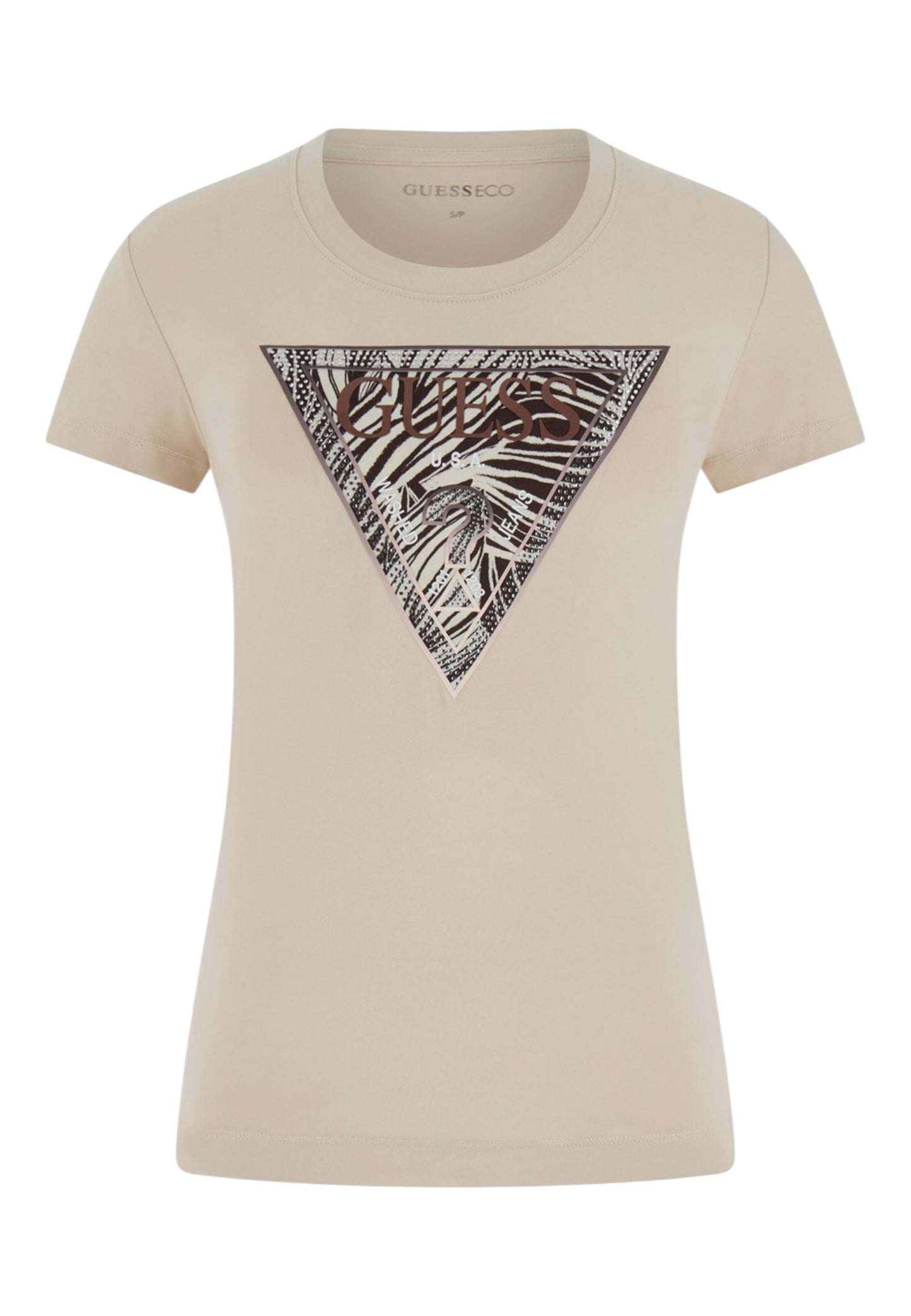 T-Shirt Manica Corta Donna Guess  Zebra Triangle W6GI19K3042