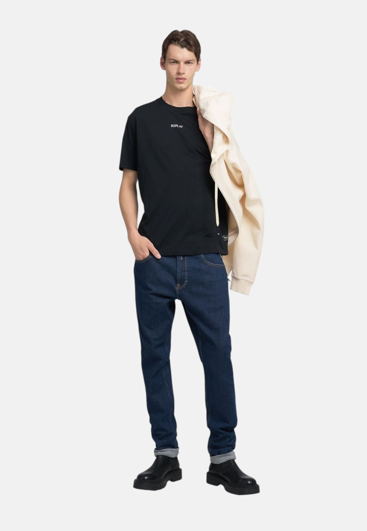 T-Shirt Manica Corta Uomo Replay In Jersey Con Lettering  M3098 .000.2660
