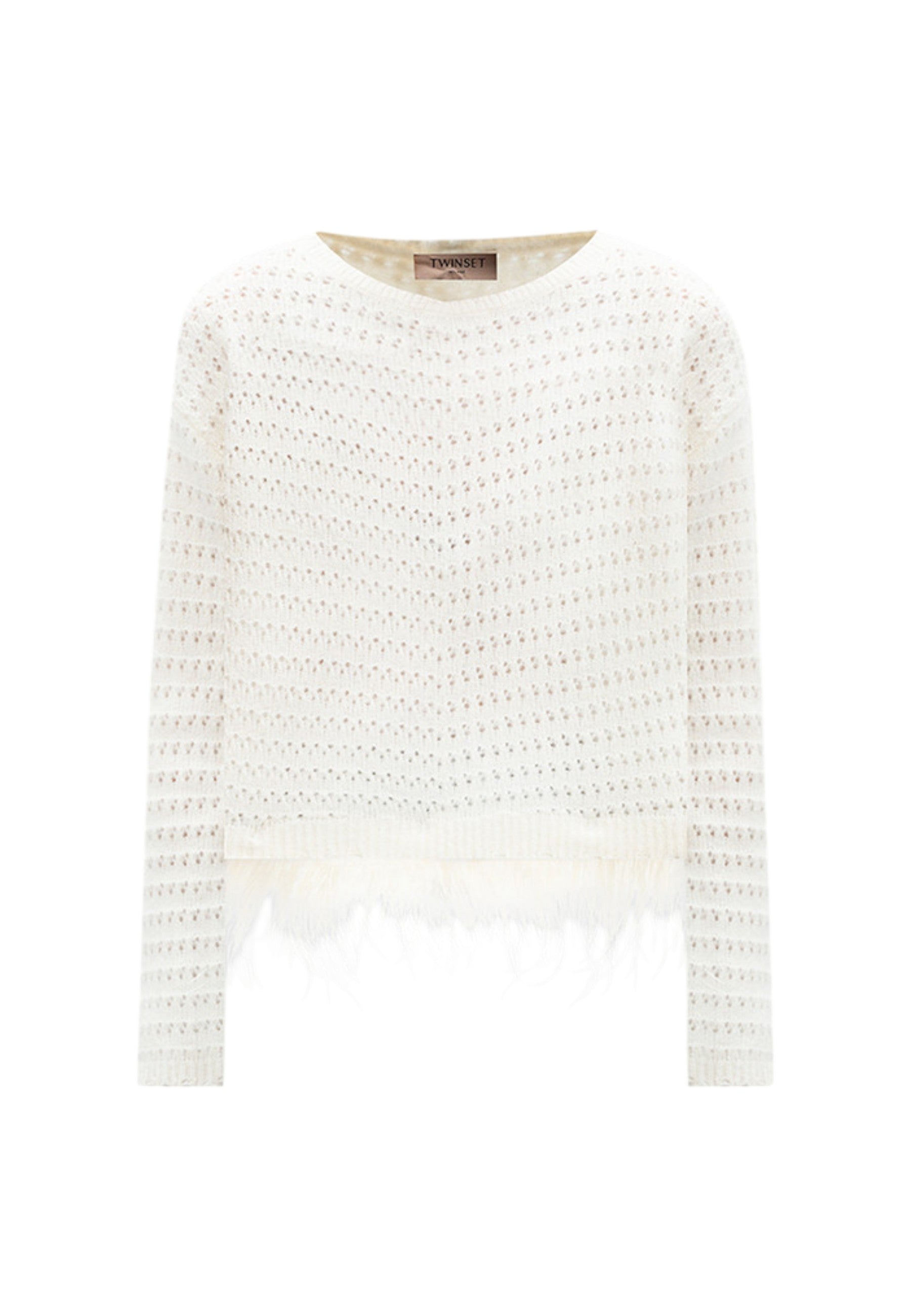Maglione A Girocollo Donna Twinset Con Mix Punti E Piume  242TP3251