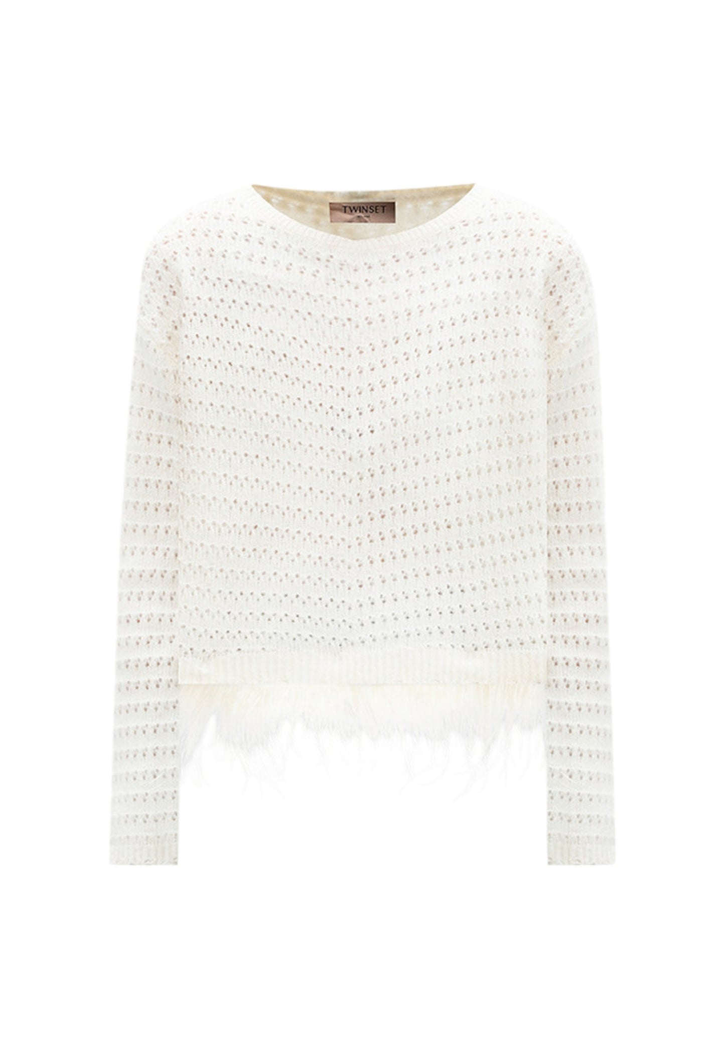 Maglione A Girocollo Donna Twinset Con Mix Punti E Piume  242TP3251