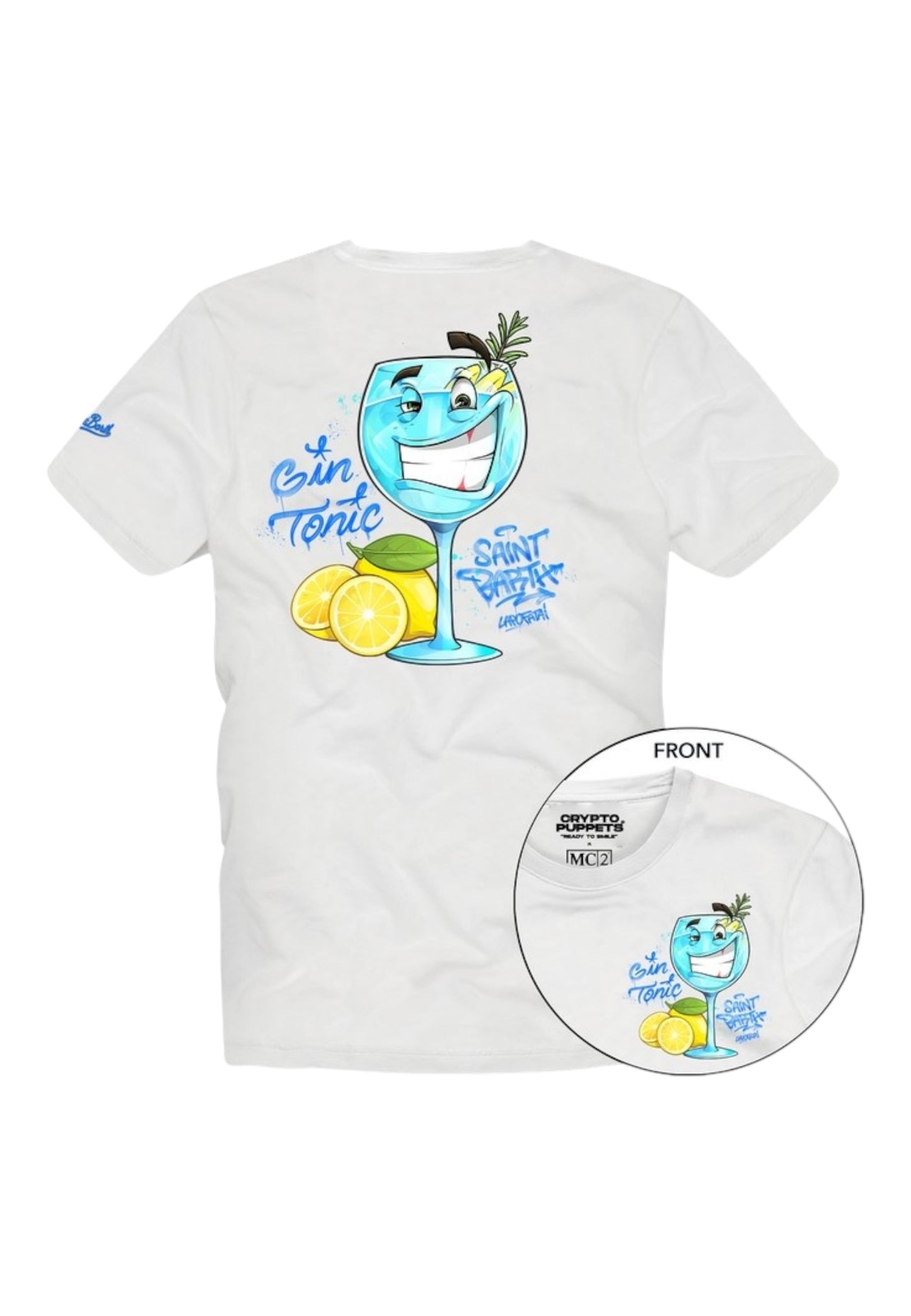 T-Shirt Manica Corta Uomo Mc2 Saint Barth Stampa/Ricamo Fronte E Retro Cpt Gin Tonic Portland PRL0002