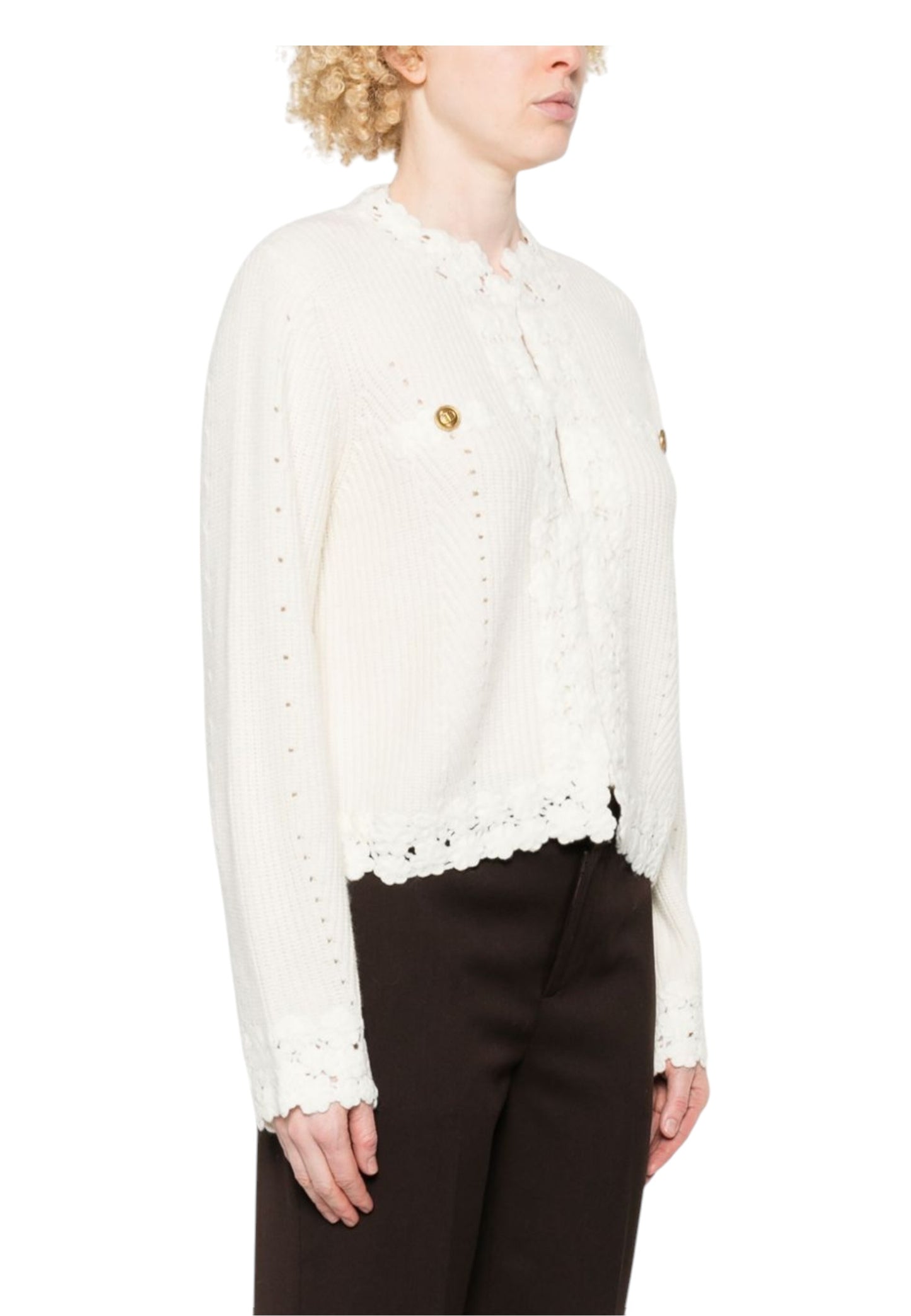Cardigan  Donna Twinset In Maglia Con Applicazioni Crochet Flowers  242TT3420