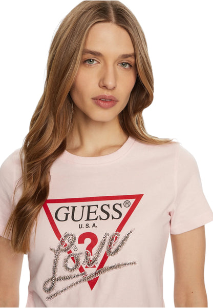 T-Shirt Manica Corta Donna Guess  Triangle Love