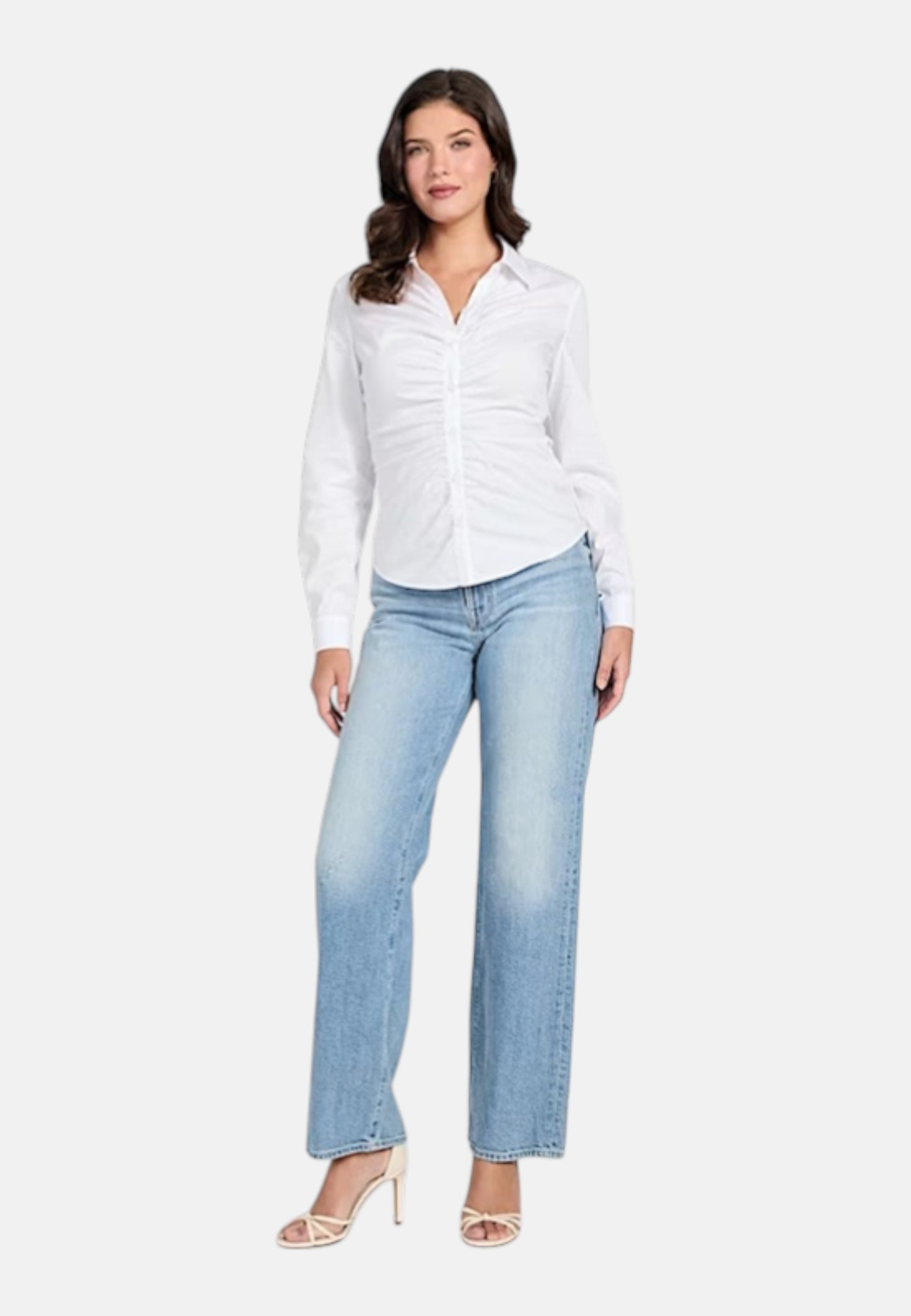 Camicia Manica lunga Donna Guess Poplin Emily Shirred W6RH85W1LU1