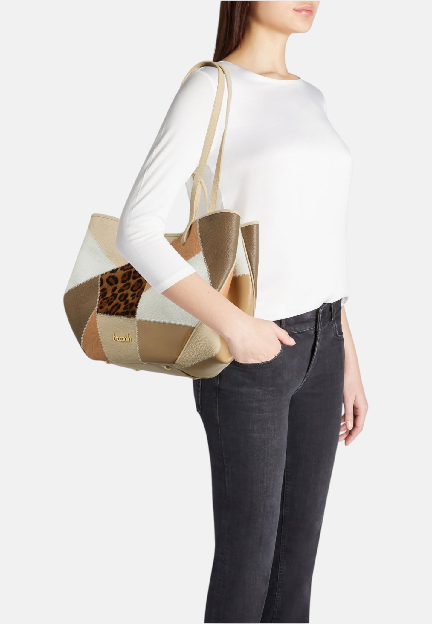Borsa A Mano Donna Braccialini In Pelle Patchwork B19073PP