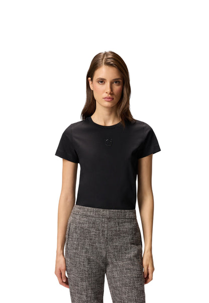 T-Shirt Manica Corta Donna Pinko Ricamo Love Birds Bussolotto 100355A2RD