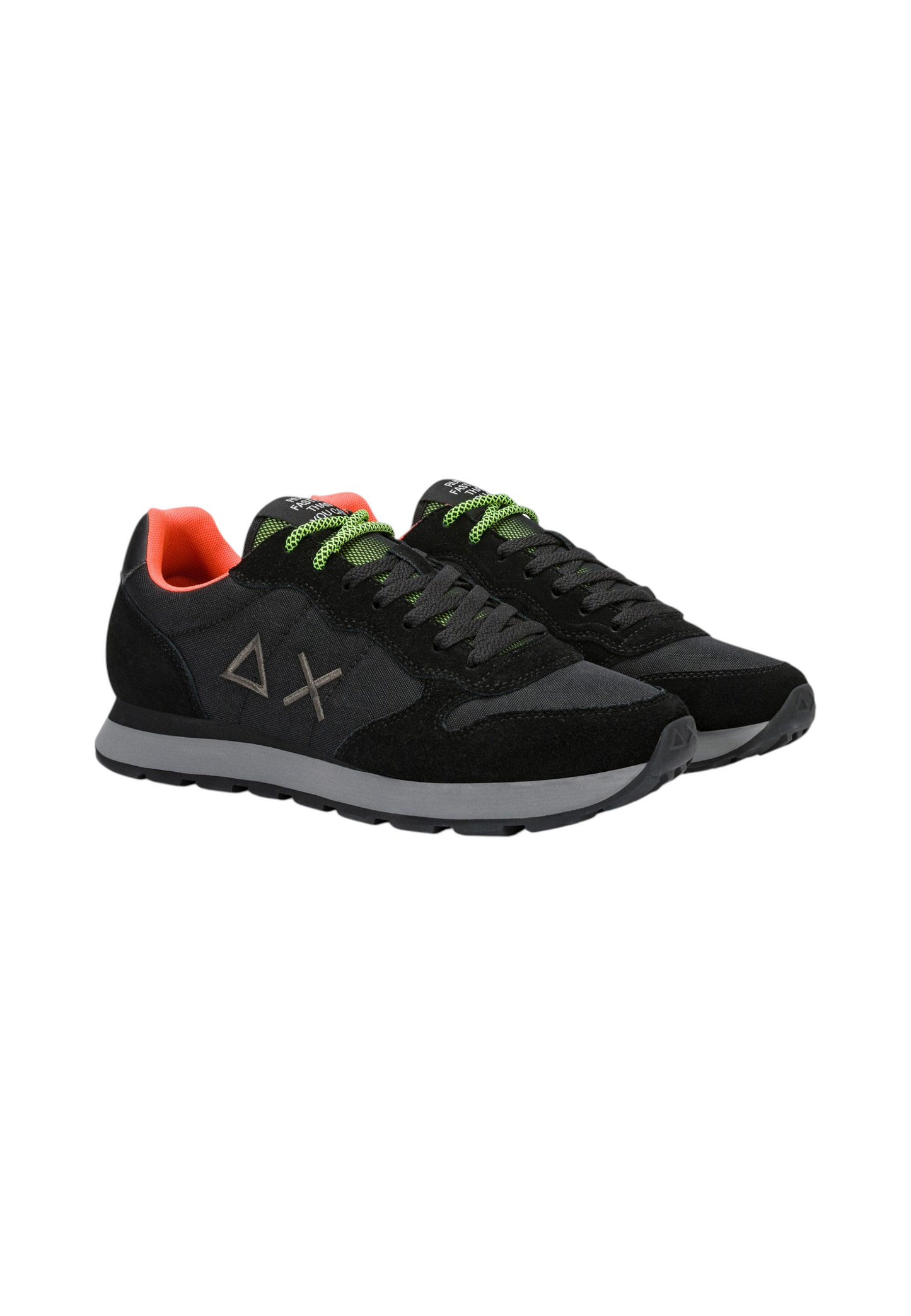 Sneakers Basse Uomo Sun68 Stile Running, Nylon E Suede, Dettagli Fluo, Logo Ricamato Tom Fluo Z46102