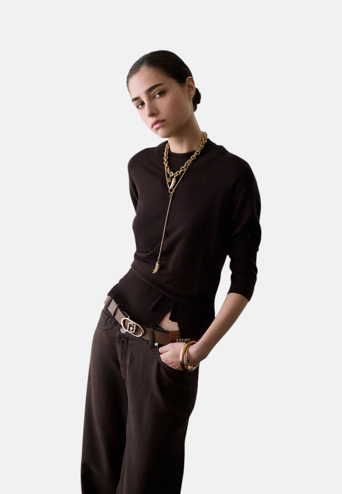 Maglia A Girocollo Donna Liu Jo Con Spacchi Laterali  WF6418MA16R