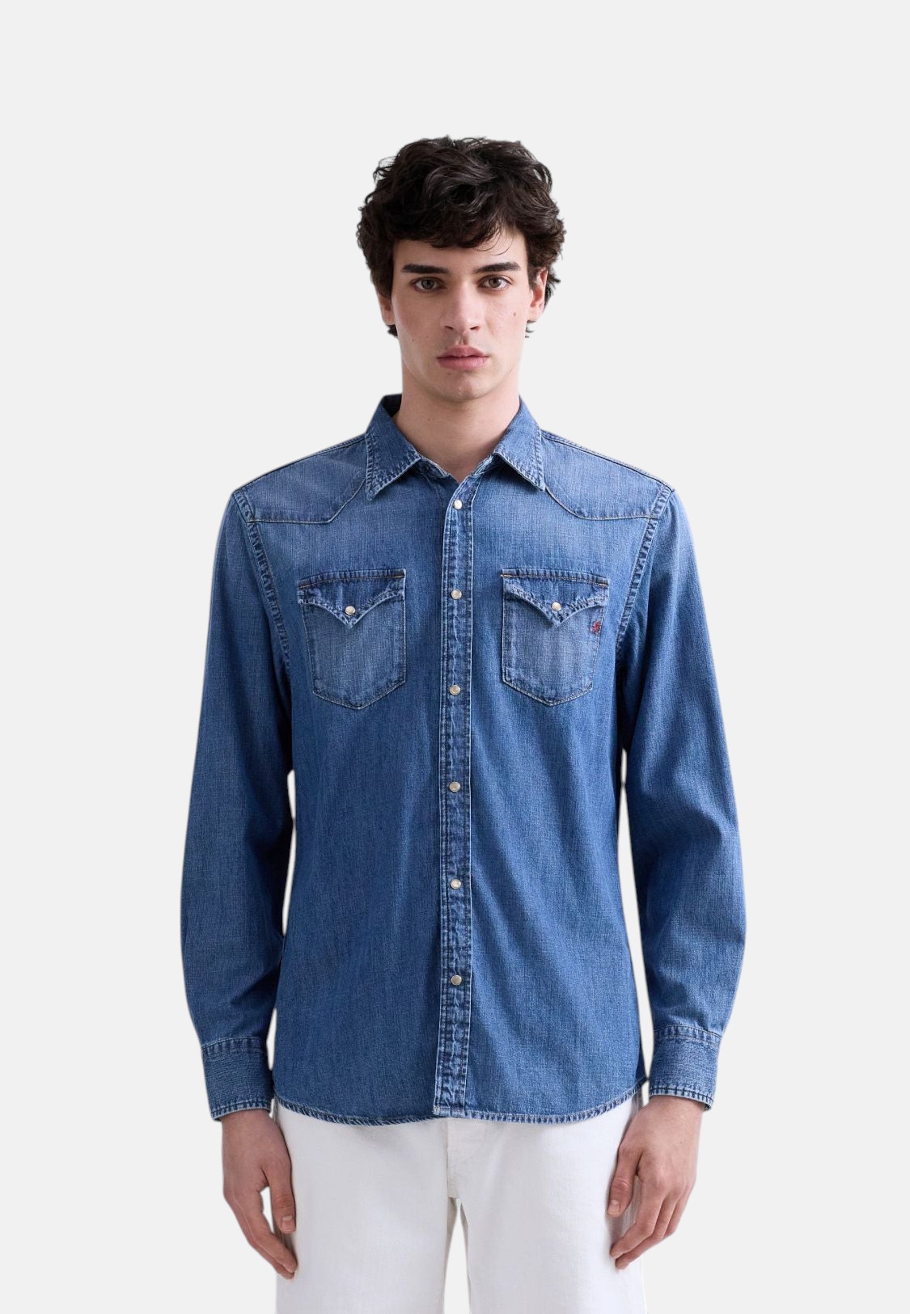 Camicia Manica lunga Uomo Replay Western In Denim  M4023T.000.26C 10B
