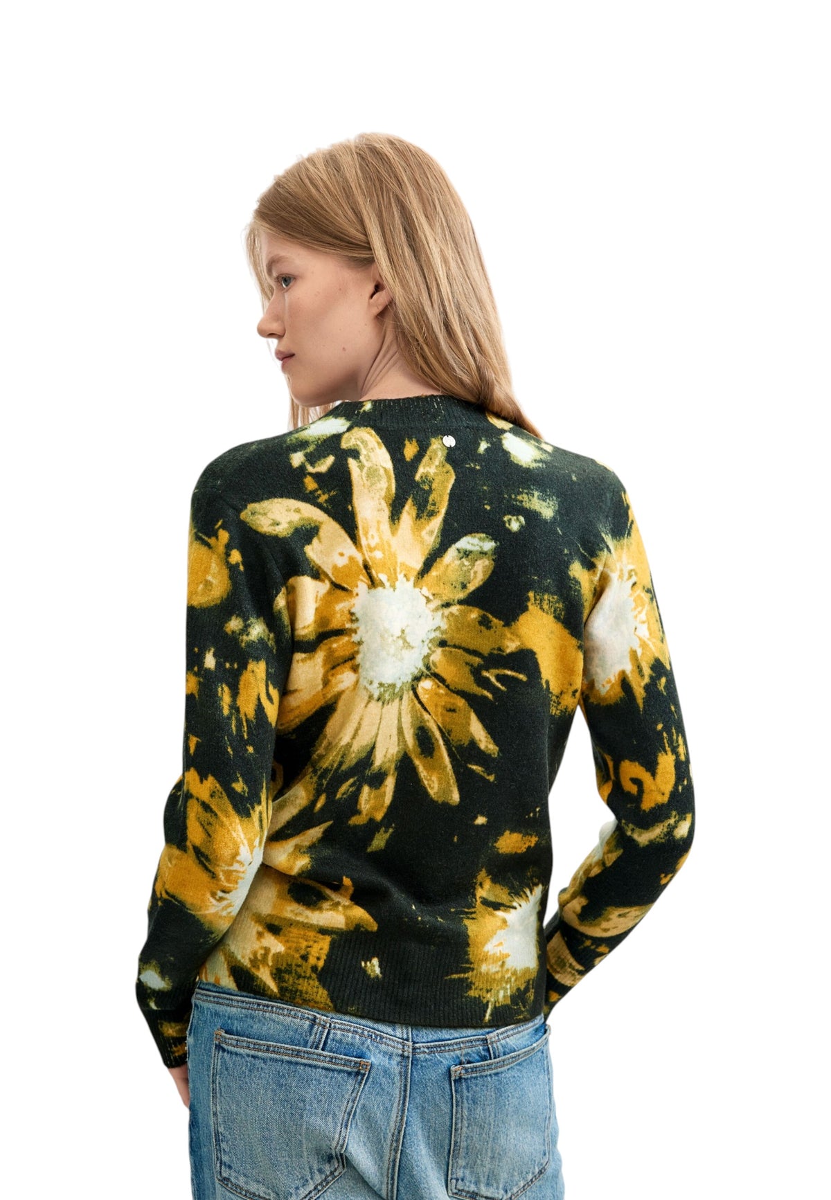 Maglione A Girocollo Donna Desigual Motivo floreale, Fit regular, Maglia fine, Poliammide riciclata Darkbotanic 26WWJF40