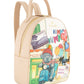 Zaino  Donna Braccialini Zaino compatto, Singolo con tracolle regolabili, Chiusura con zip, Due tasche interne, una con zip e una aperta, Stampa Cartoline dedicata a Napoli, Dimensioni: 25 x 11 x 29 Cm Cartoline Napoli B19166YY