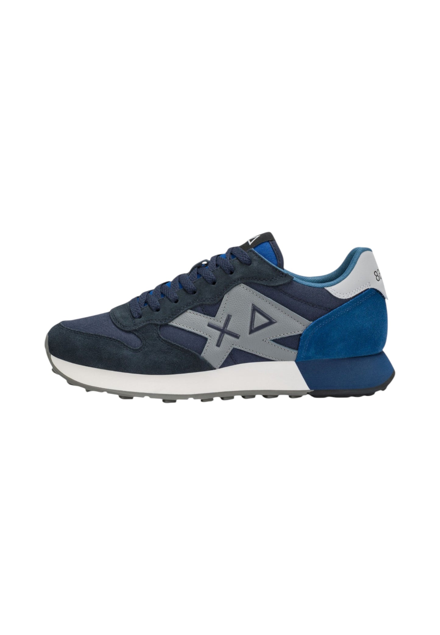 Sneakers Basse Uomo Sun68 Stile Running, Nylon E Suede, Maxi Logo Ricamato, Dettagli A Contrasto Jaki 2.0 Solid Z46121