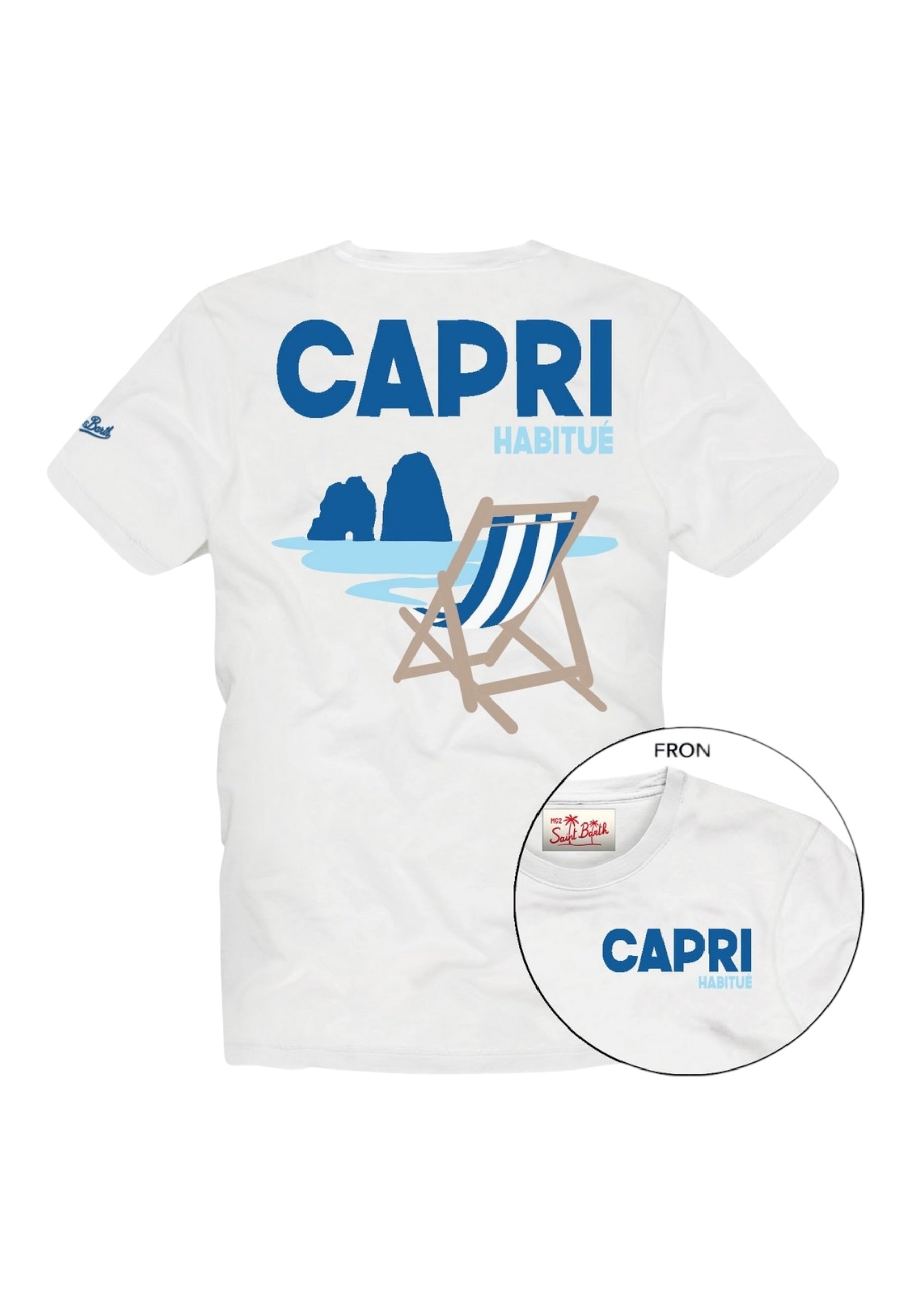 T-Shirt Manica Corta Uomo Mc2 Saint Barth Stampa/Ricamo Fronte E Retro Capri Summer Portland PRL0002