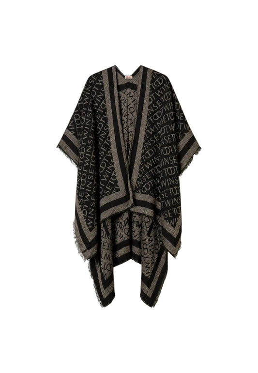 Poncho  Donna Twinset In Tessuto Con Logo Jacquard  242TO504A