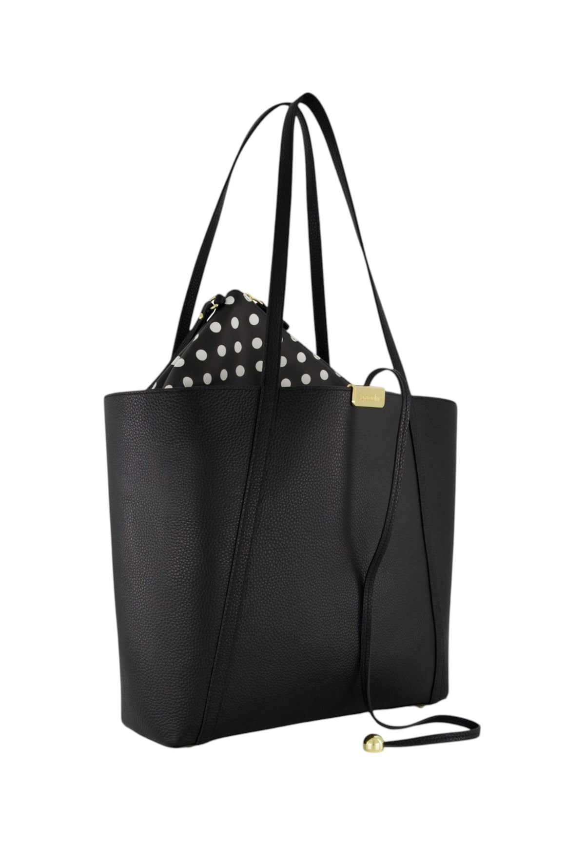 Borsa A Spalla Donna Braccialini Reversibile, Manico doppio, Chiusura con coulisse, Design reversibile con interno a pois, Dimensioni: 45 x 11 x 30 Cm Double B19323PP