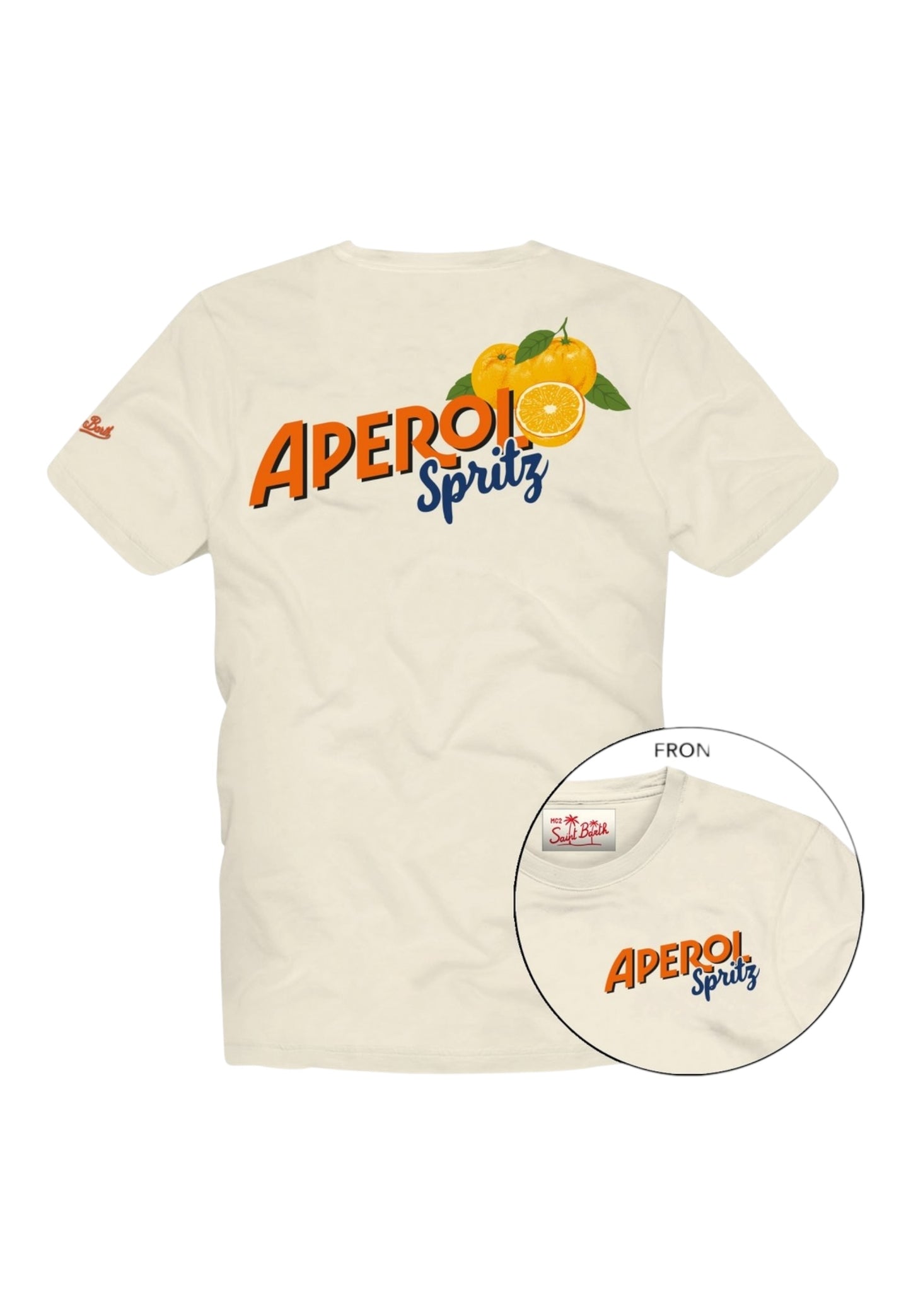 T-Shirt Manica Corta Uomo Mc2 Saint Barth Stampa/Ricamo Fronte E Retro Aperol Orange Portland PRL0002