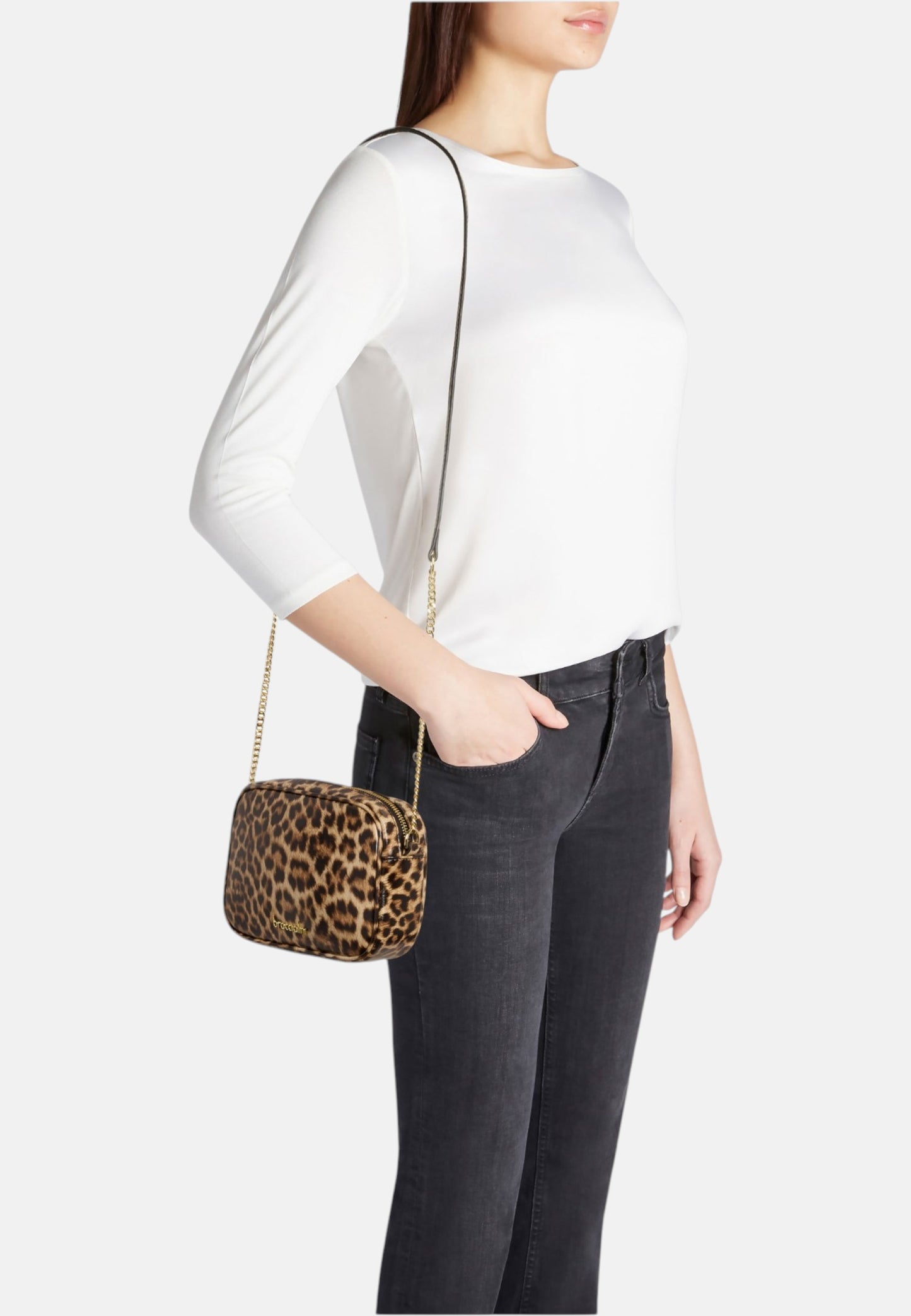 Borsa A Tracolla Donna Braccialini In Pelle Con Stampa Leopard Dolly B19090PP