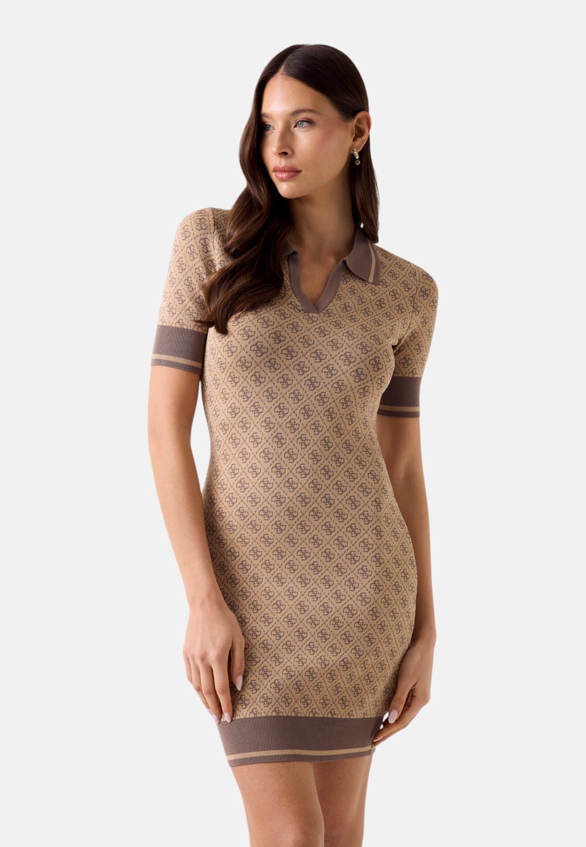 Vestito Corto Donna Guess In Maglia, Manica corta, Logo 4G Lise W6YK32Z0963