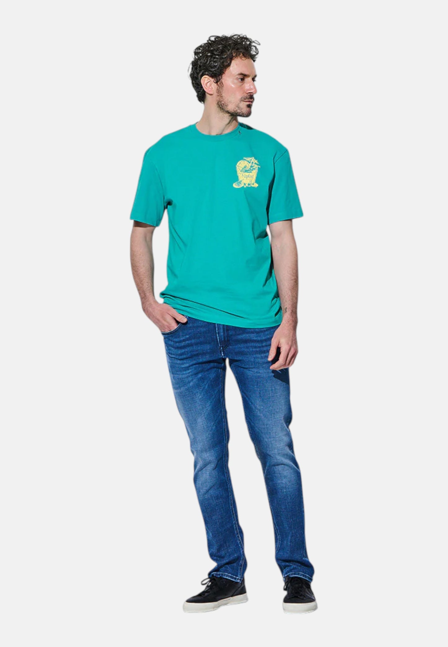 T-Shirt Manica Corta Uomo Replay In Jersey Con Stampa Cocktail  M3338 .000.2660