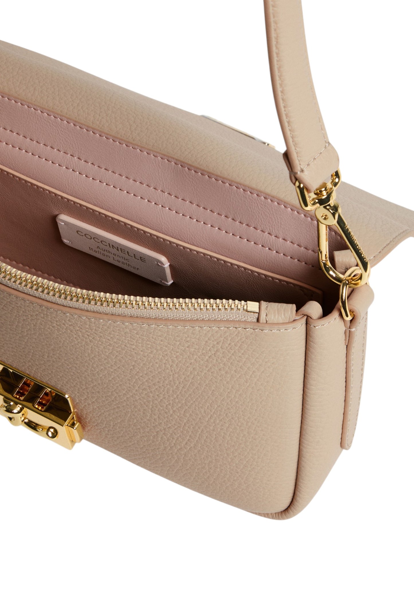 Borsa A Spalla Donna Coccinelle In Pelle Martellata Coccinelle C-Me Lock Medium E1U4K120201