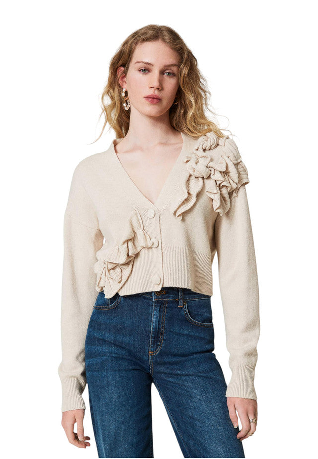 Cardigan  Donna Twinset In Maglia Con Motivo Rouches  242TP3300