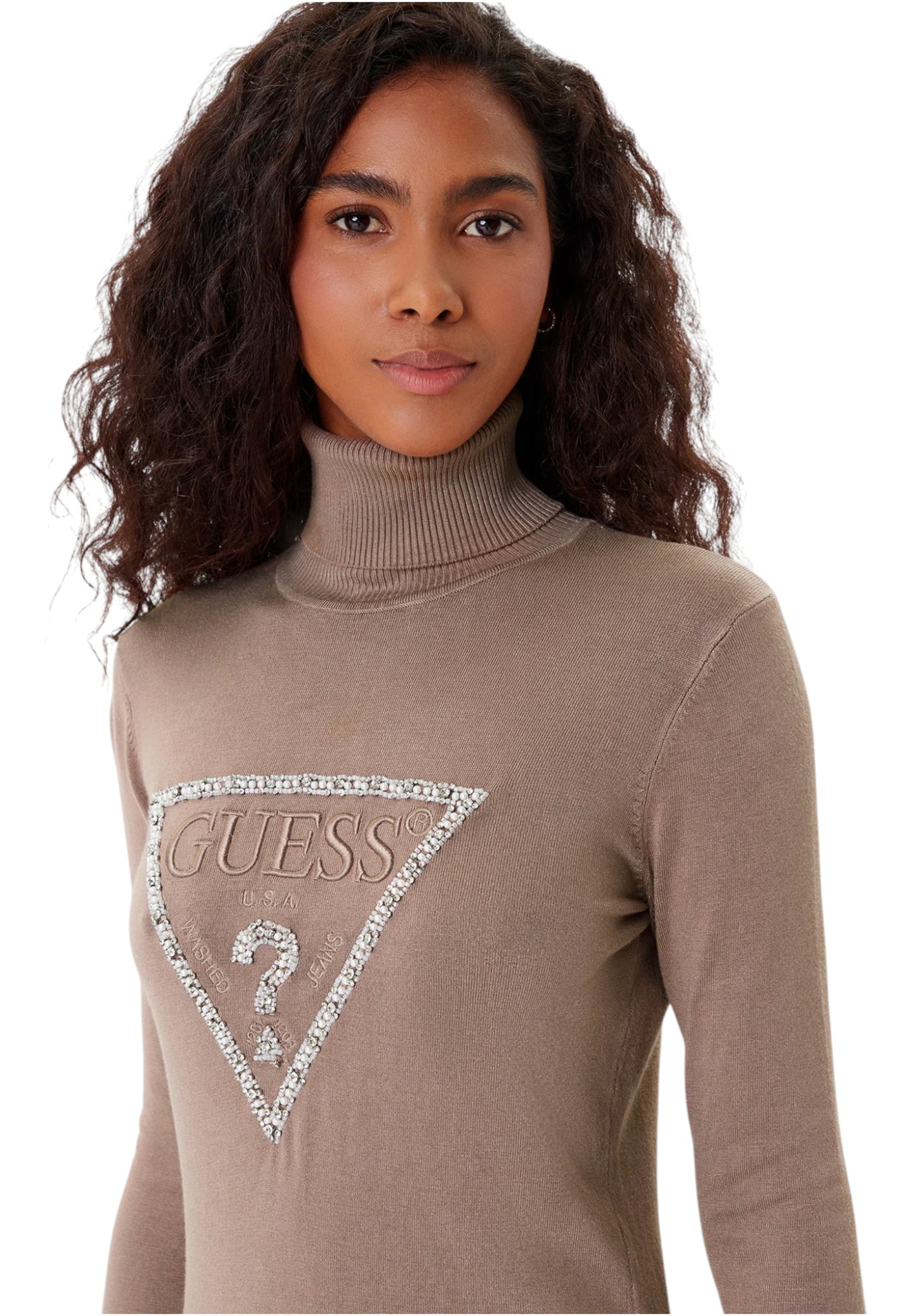 Maglione Collo Alto Donna Guess  Melanie Triangle Logo W5BR39Z2NQ2