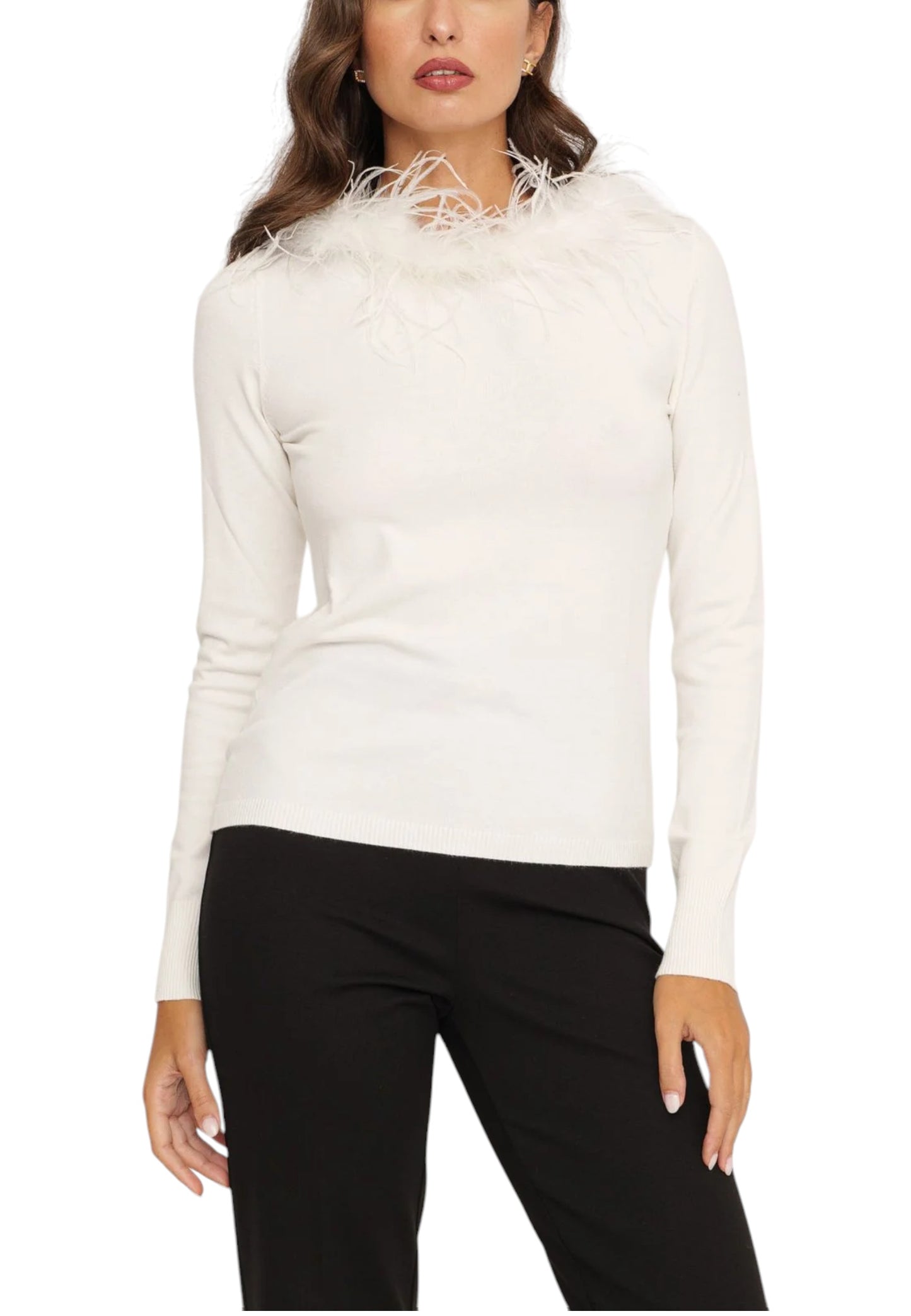 Maglione A Girocollo Donna Twinset Con Dettagli In Piuma  242TP3900