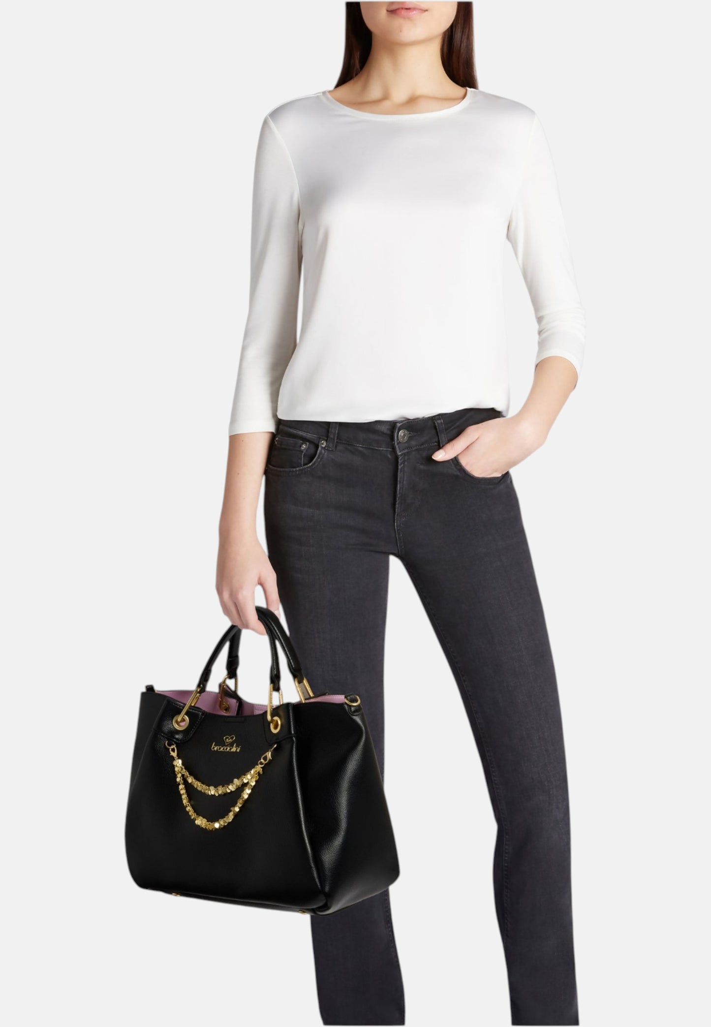 Borsa A Mano Donna Braccialini Large Con Doppio Manico Con Tracolla Amy B18812YY