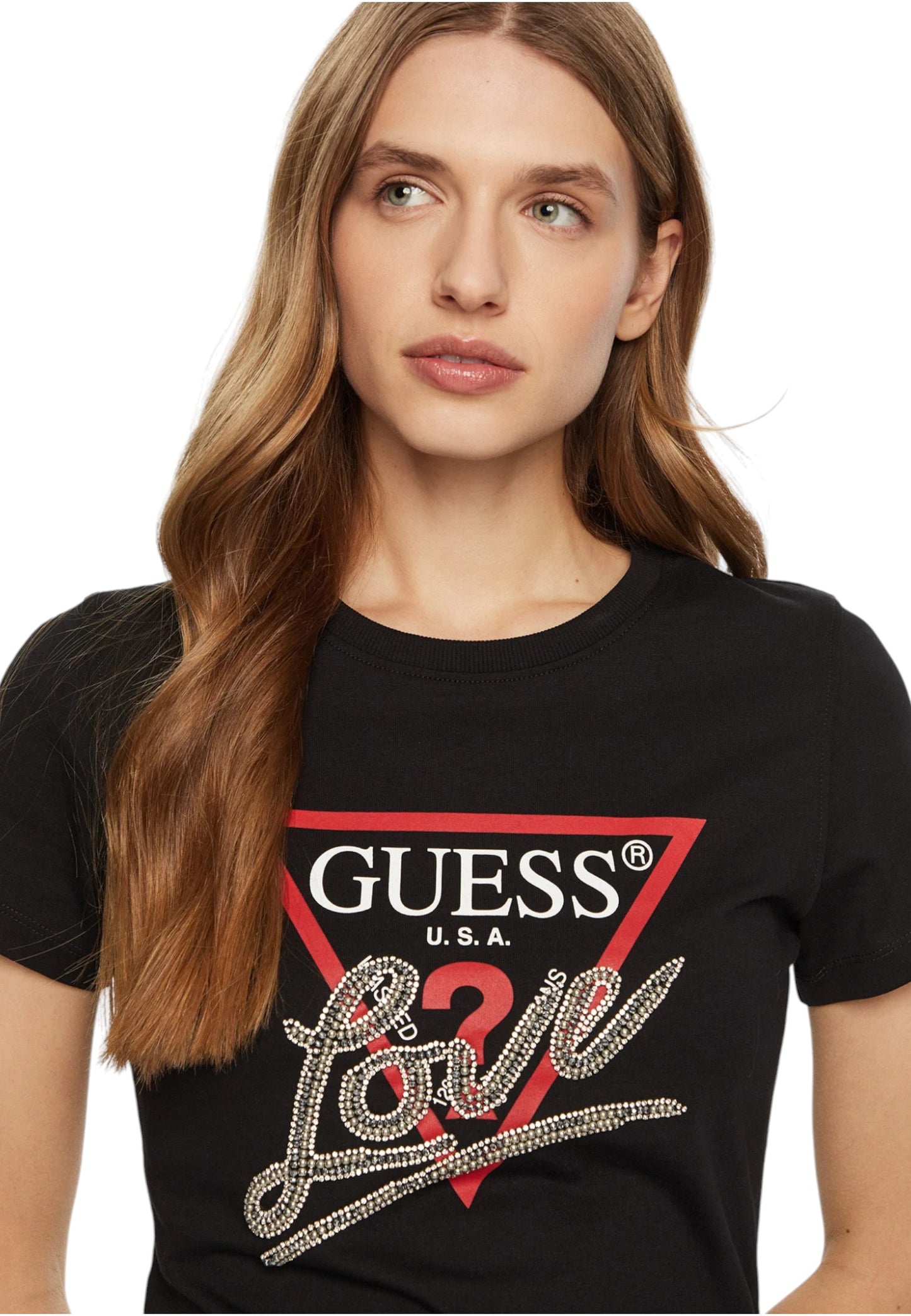 T-Shirt Manica Corta Donna Guess  Triangle Love