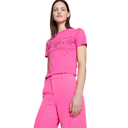 T-Shirt Manica Corta Donna Chiara Ferragni  Maxi Logomania Strass 74CBHG02CJG01