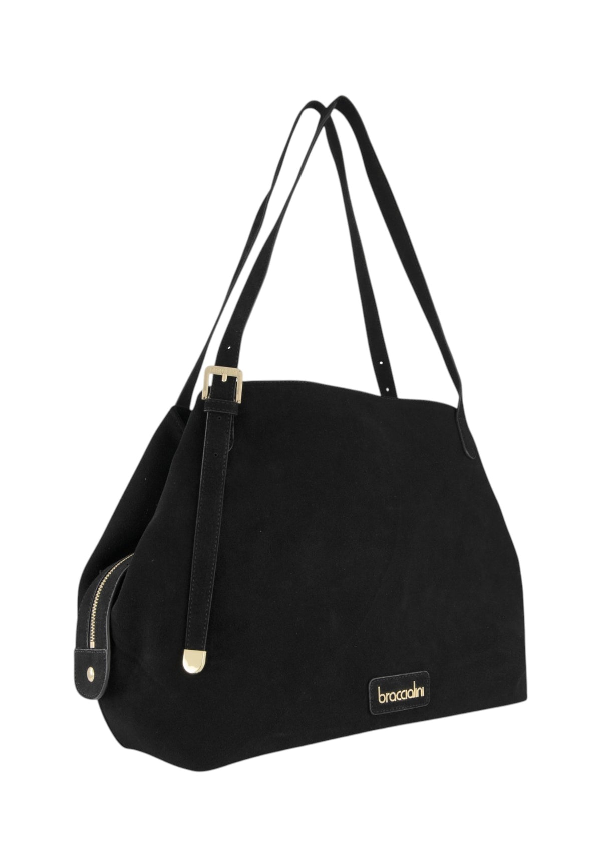 Borsa A Spalla Donna Braccialini Shopper, Manico doppio, Chiusura con zip, Due tasche interne, una con zip e una aperta, Finitura effetto camoscio, Dimensioni: 35 x 15.5 x 30 Cm Sara B19373PP