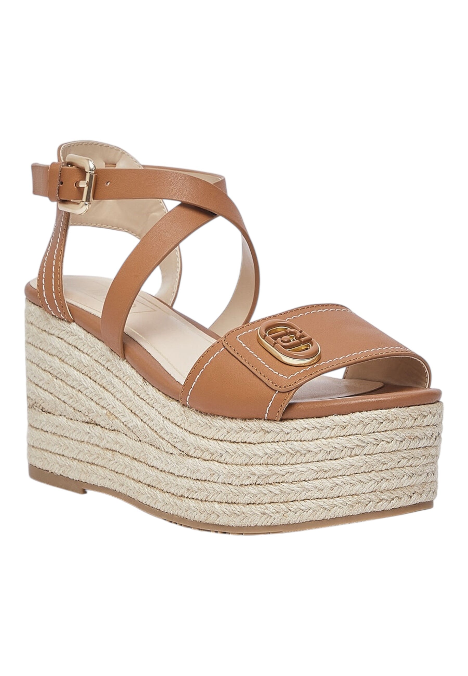 Sandali Con Zeppa Donna Liu Jo In Pelle Di Vitello Cuoio Bali 01 SA6083P0102