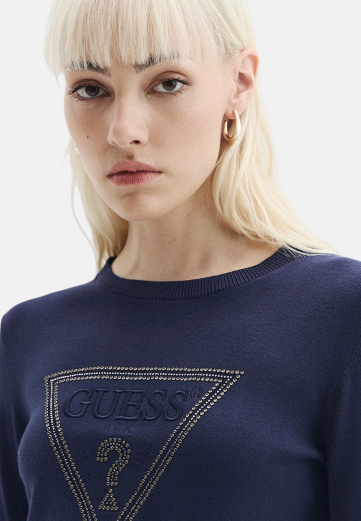 Maglione A Girocollo Donna Guess Logo triangolo Katie W6YR28Z0976