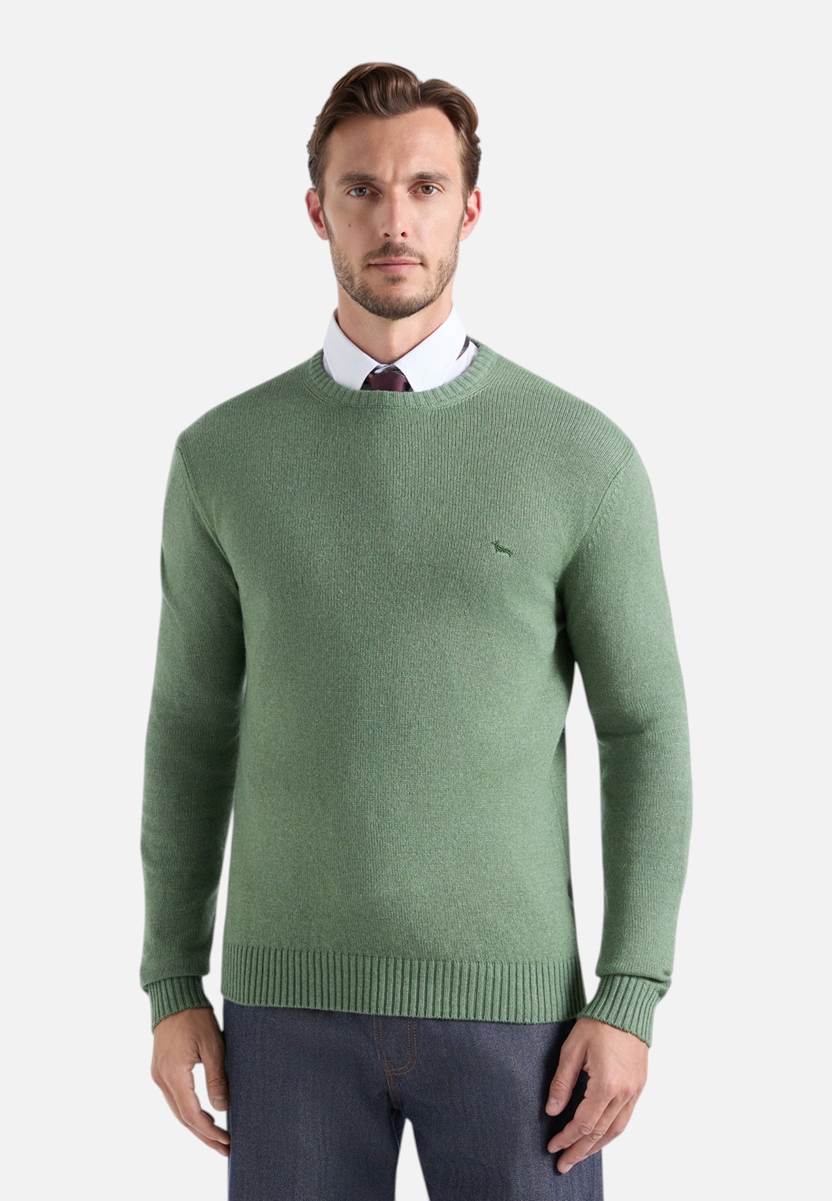 Maglione A Girocollo Uomo Harmont & Blaine Misto lana e cashmere, Regular Fit, Tinta unita, Finiture a costine, Made in Italy  HRR950030187