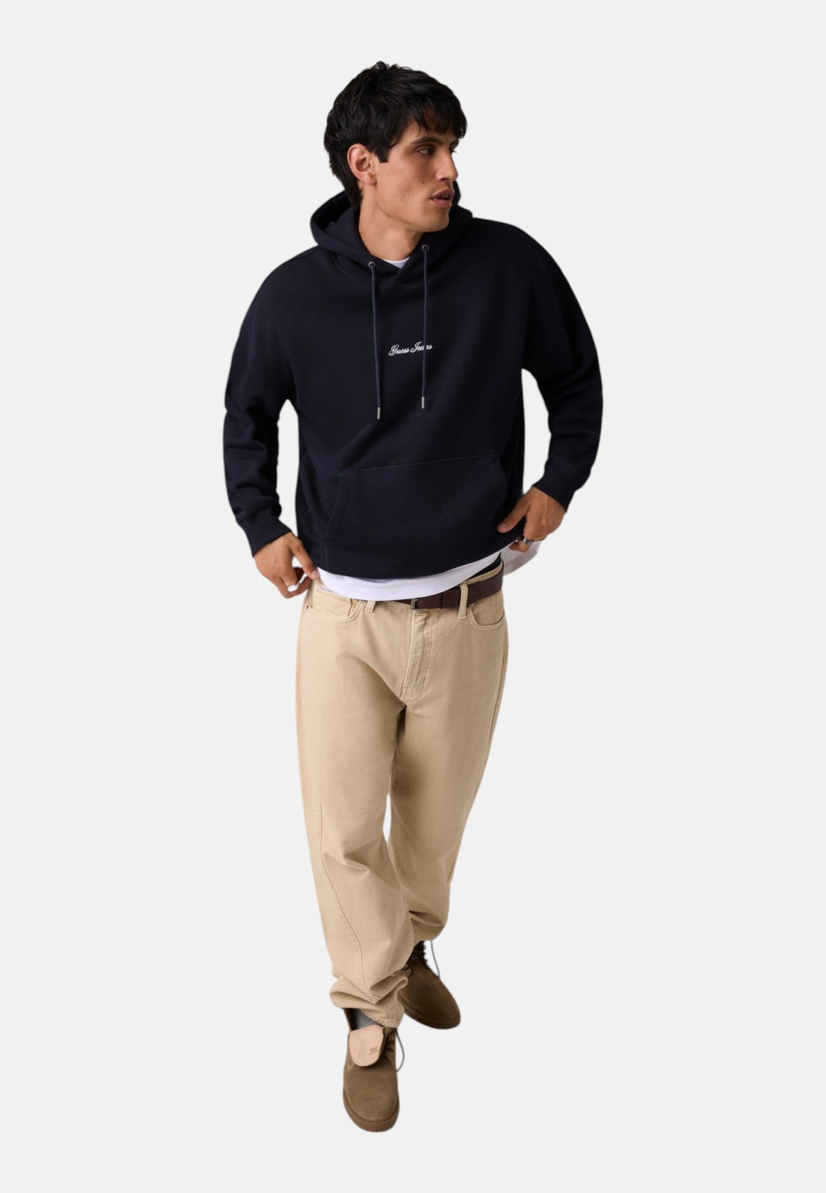 Felpa Con Cappuccio Uomo Guess Logo, Vestibilit� oversize, Logo piccolo Gj M6BQ13K5461