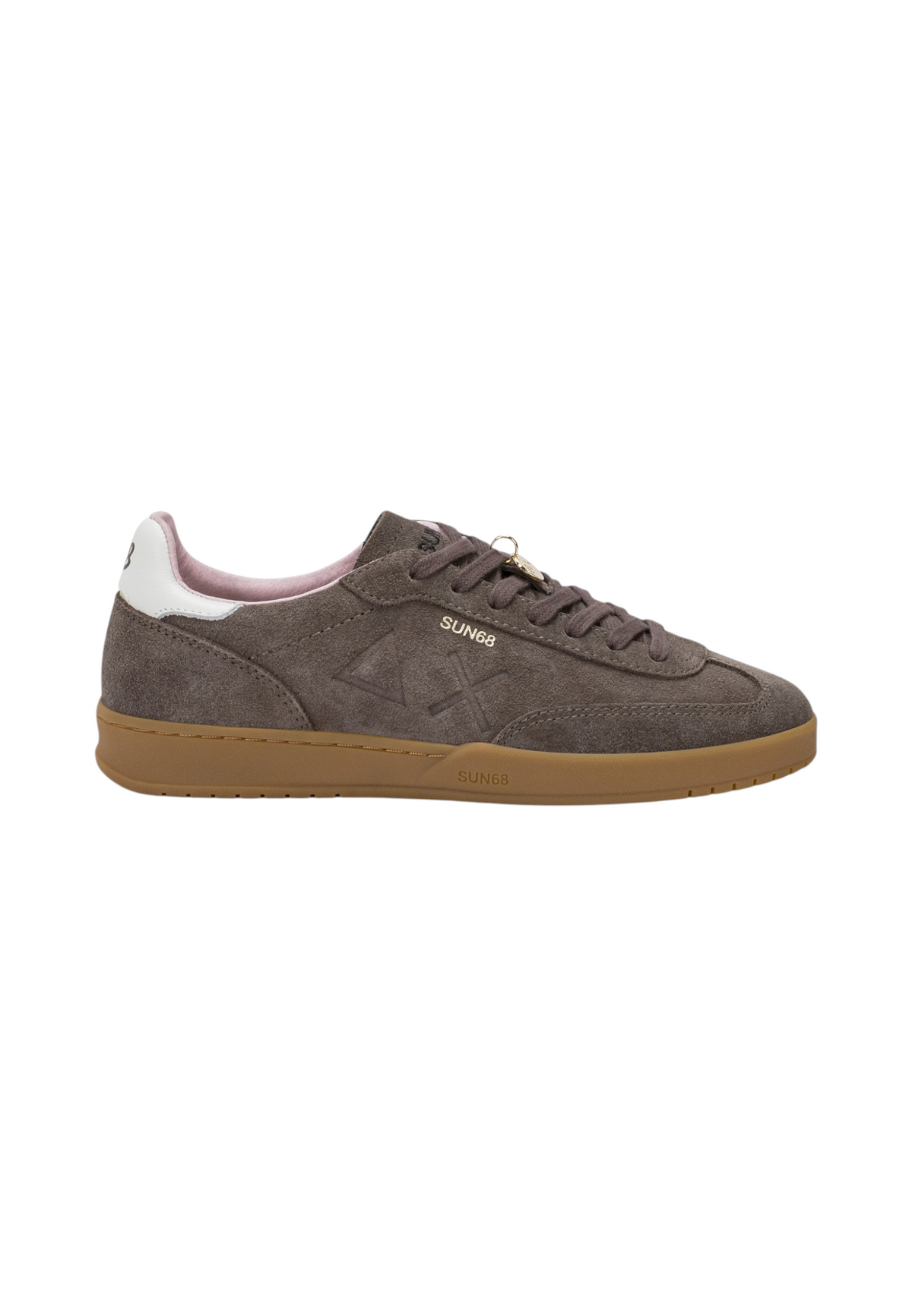 Sneakers Basse Donna Sun68 Stile Tennis, Suede, Logo Traforato, Charm Logato California Sun Woman Z46253