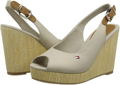 Sandali Con Zeppa Donna Tommy Hilfiger Alta Iconic Elena Sling Back Wedge FW0FW04789