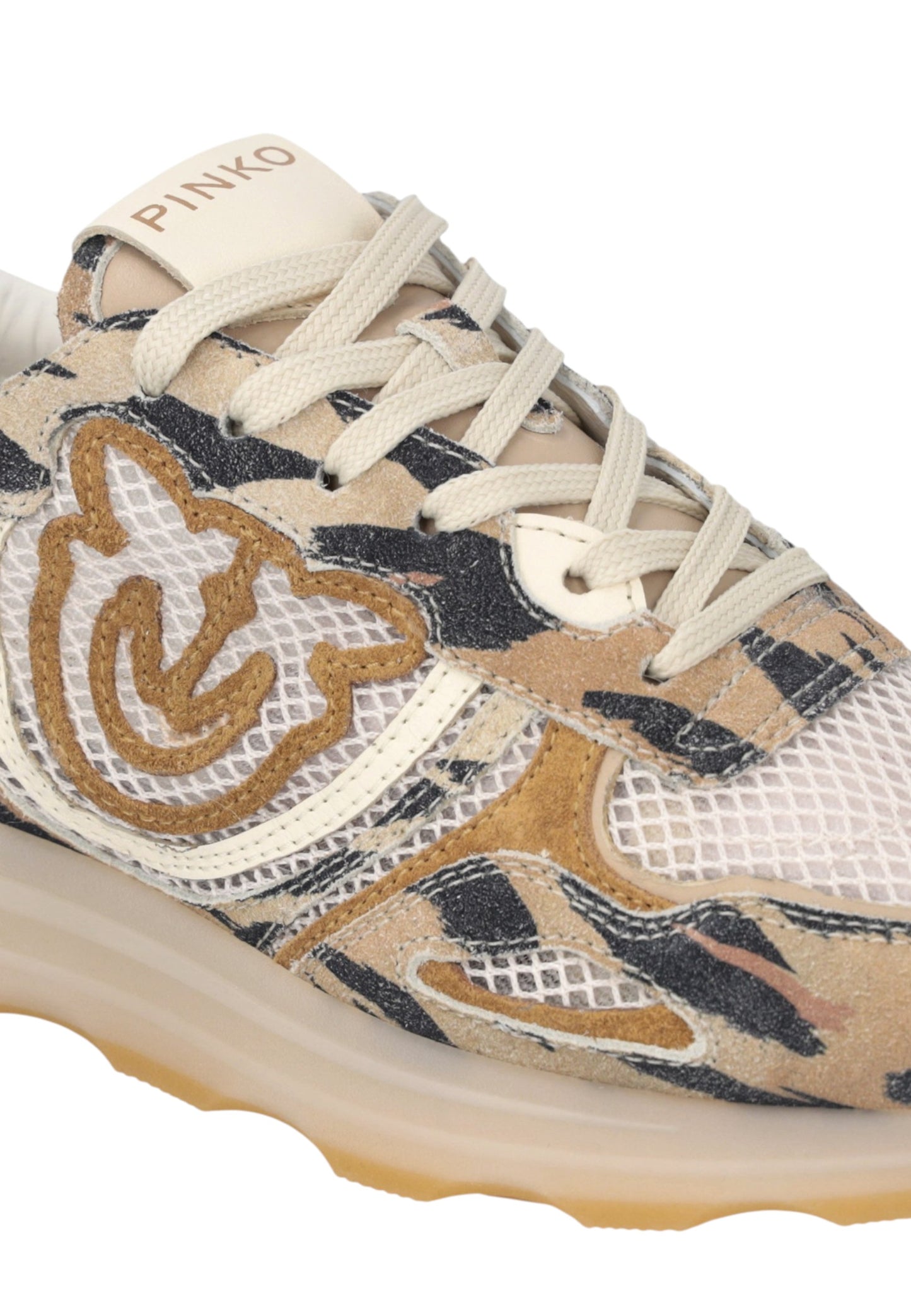 Sneakers Basse Donna Pinko In Camoscio Bovino Stampa Tigre Con Logo Love Birds Zoe 18B SS0175P088