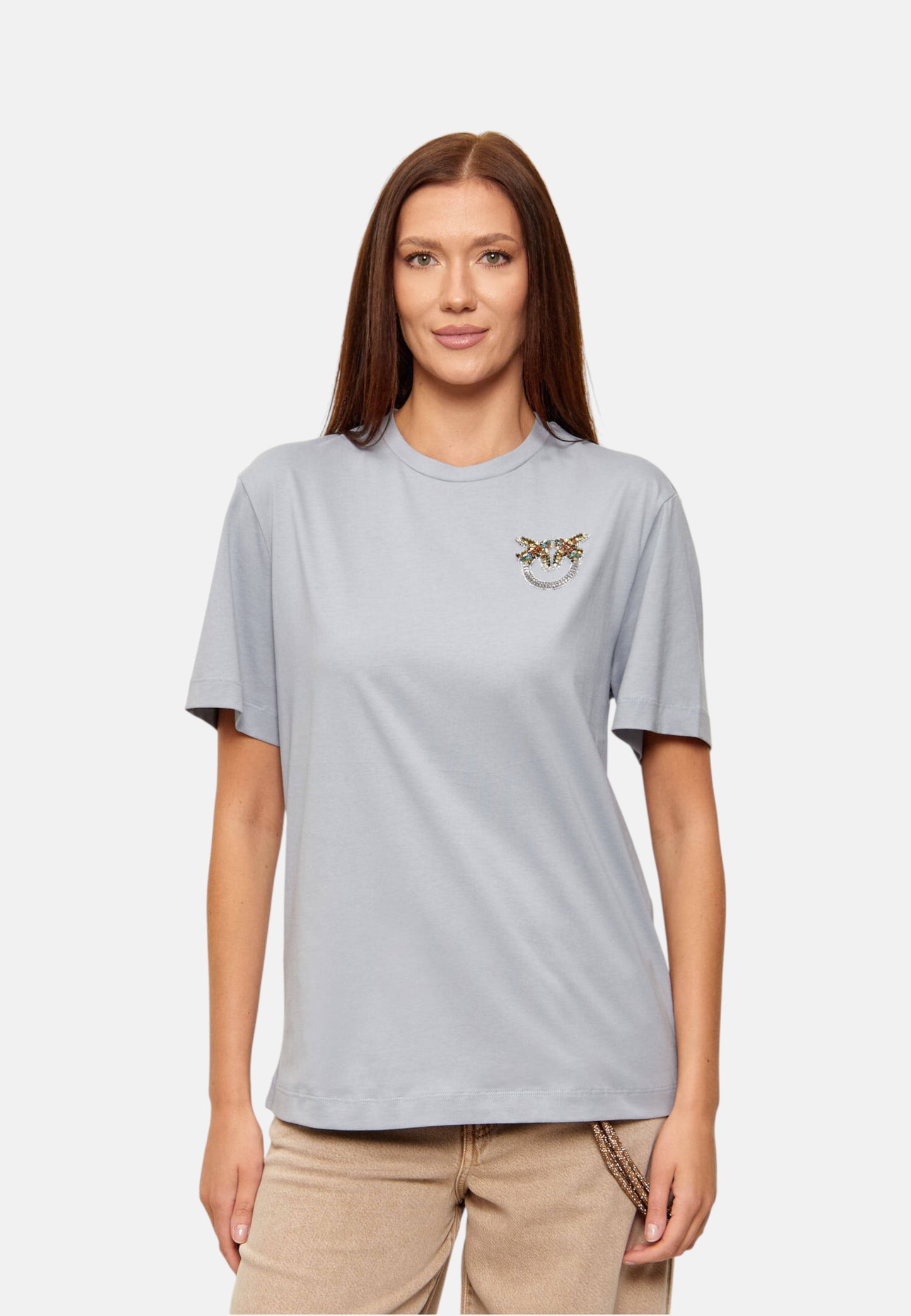 T-Shirt Manica Corta Donna Pinko Con Logo Love Birds Ricamo Strepitoso 105526A33F