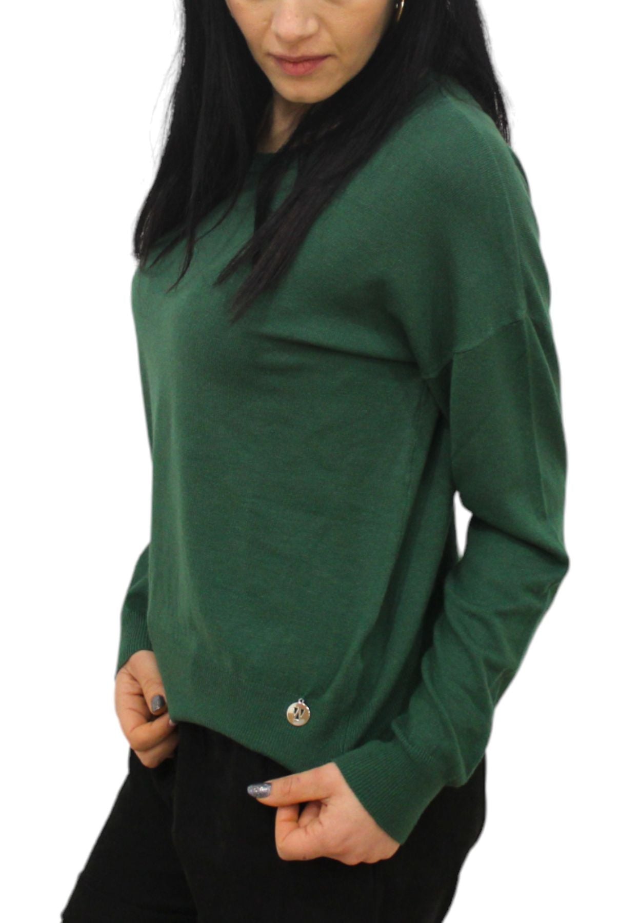 Maglione A Girocollo Donna White Wise Con Spalla Scesa  WW18000