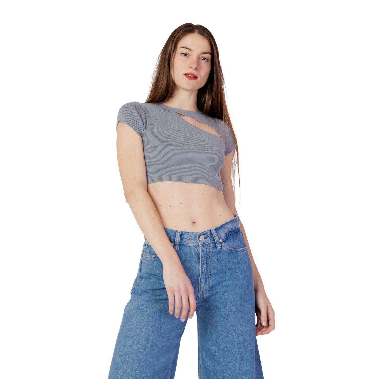 Top Manica Corta Donna Calvin klein Jeans  Asym Cut Out Knitted J20J221129