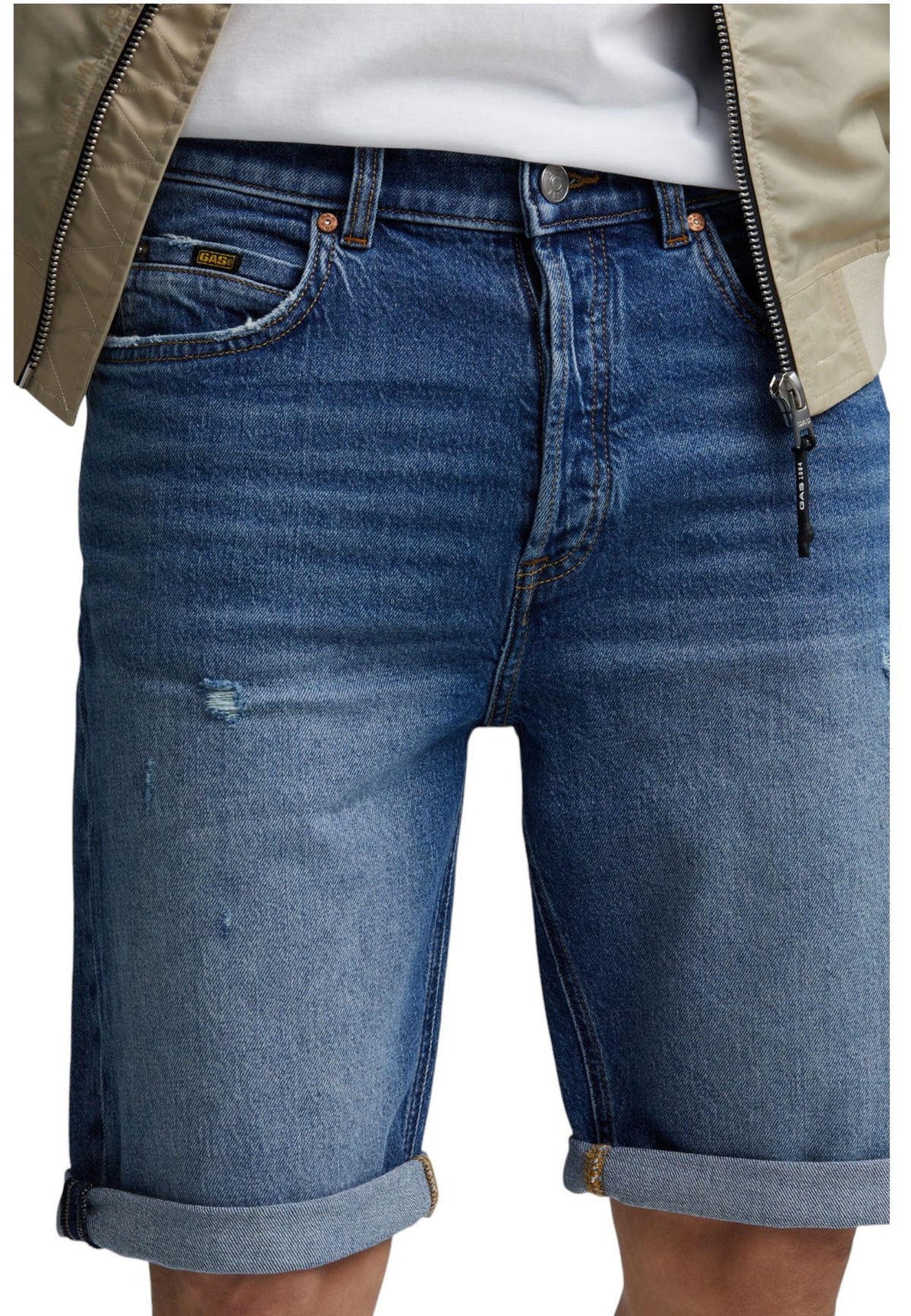 Pantaloncini Bermuda Uomo Gas Denim Heritage Look 11,75 Oz Torn Short 378048031460