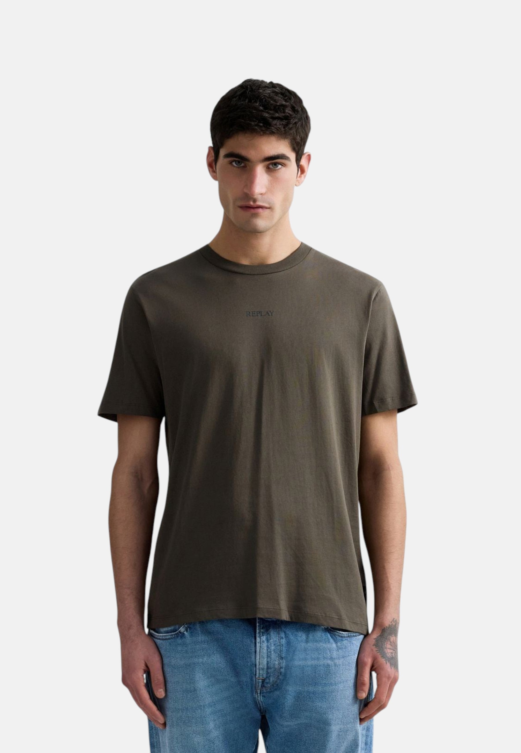 T-Shirt Manica Corta Uomo Replay In Jersey Con Lettering  M3098 .000.2660