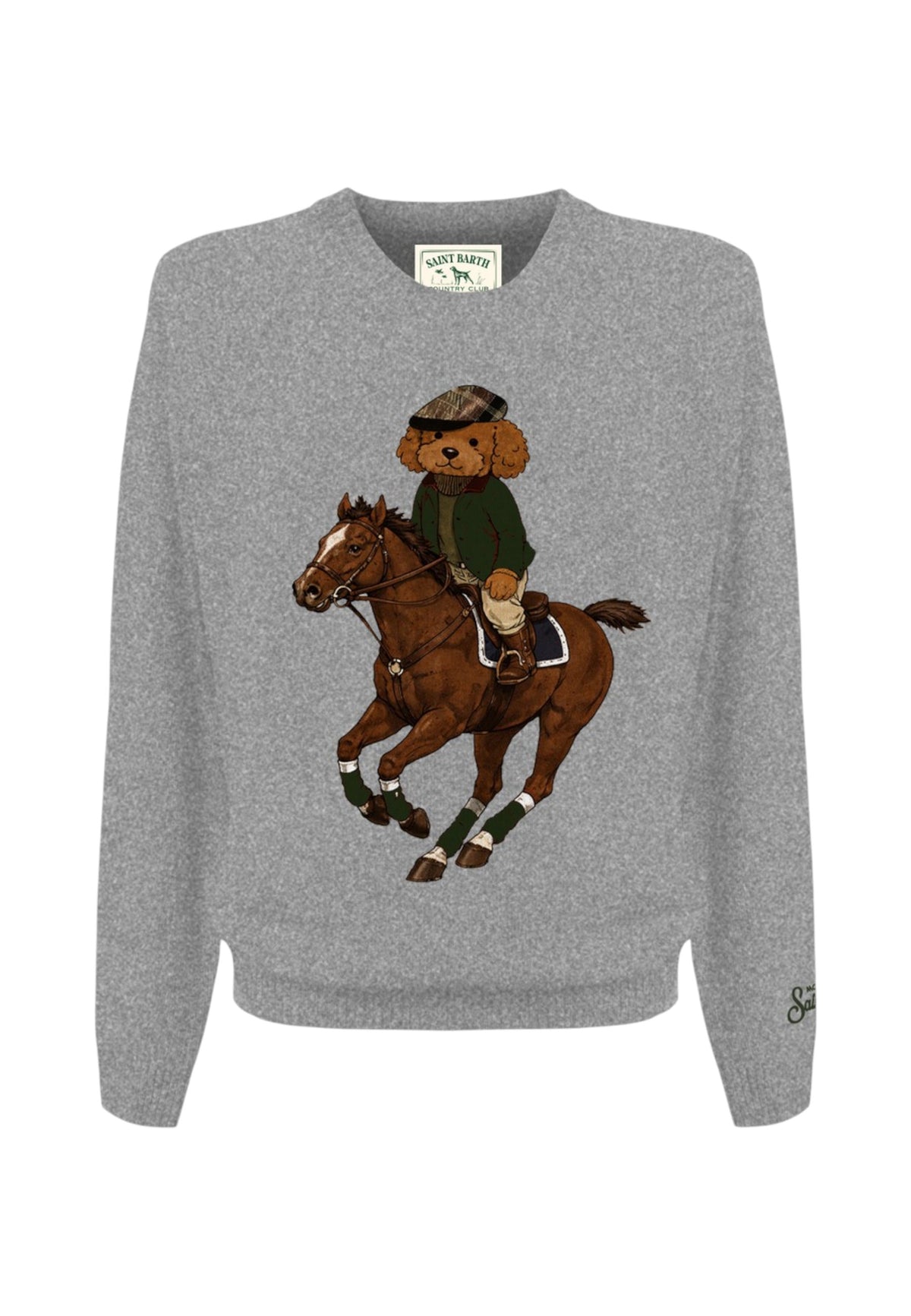 Maglione A Girocollo Uomo Mc2 Saint Barth Maniche Lunghe, Polsi E Fondo A Coste, Il Barboncino A Cavallo Heron HER0001-HORSE-POODLE