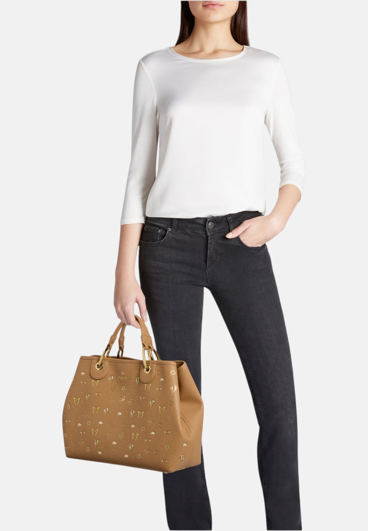 Borsa A Mano Donna Braccialini Large Con Doppio Manico Con Tracolla Beth Strass B18880YY