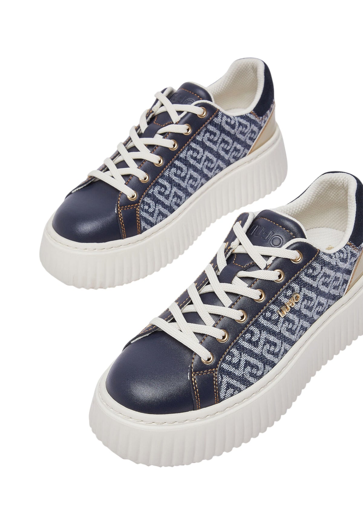 Sneakers Basse Donna Liu Jo In Denim Monogram Con Platform Elodie 01 BF6059TX561