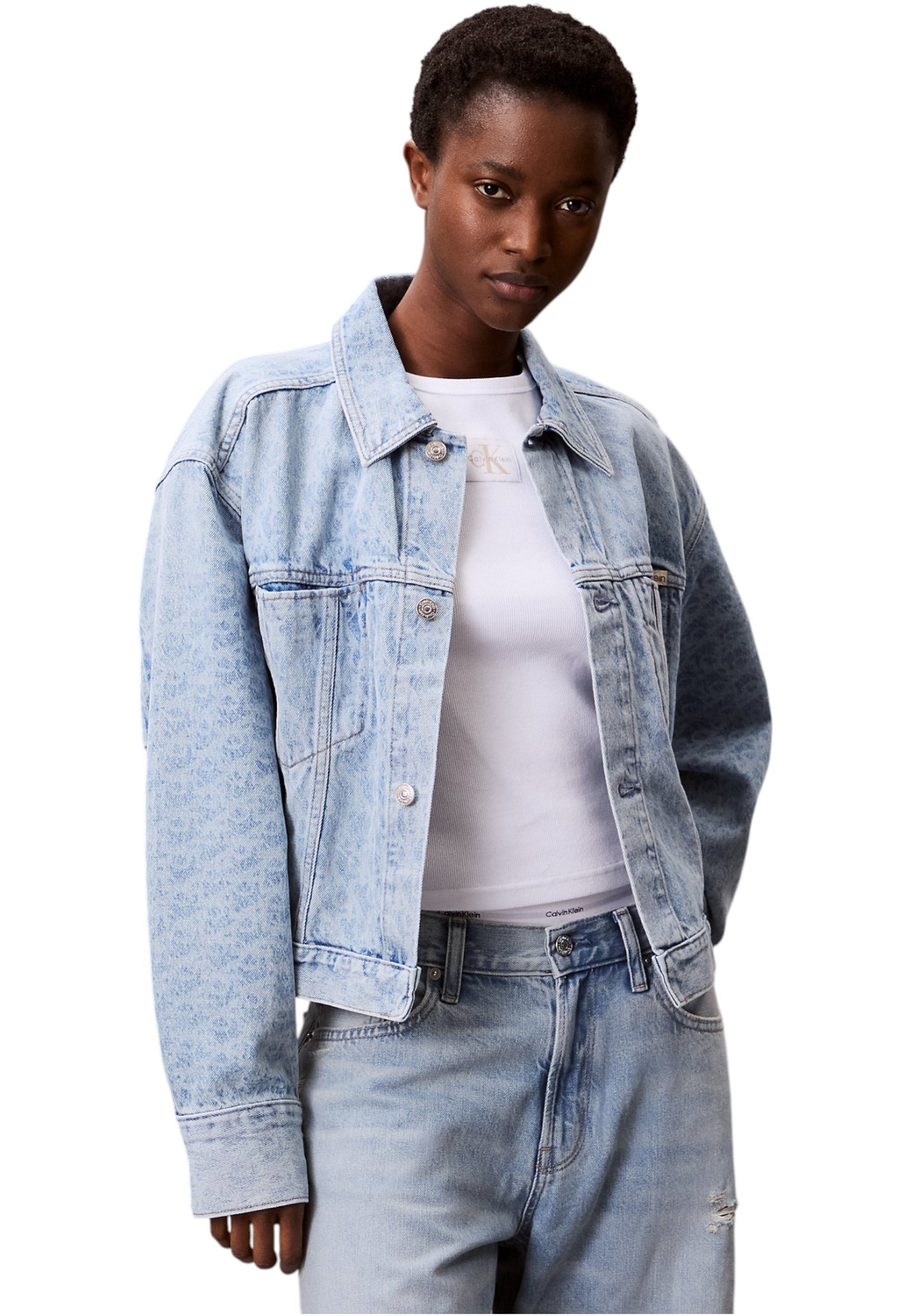 Giacca Jeans Donna Calvin klein Jeans  Cinched Trucker Ck L LV047C782G