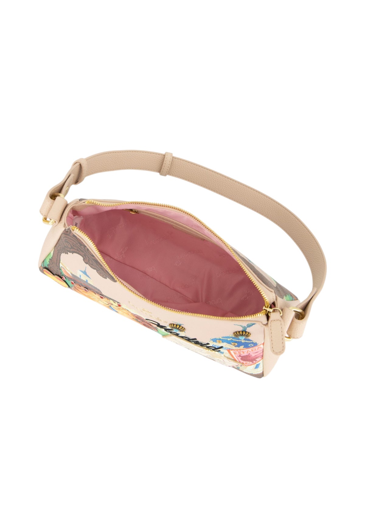 Borsa A Spalla Donna Braccialini A Spalla, Tracolla non removibile e regolabile, Chiusura con zip, Due tasche interne, una con zip e una aperta, Stampa Cartoline dedicata a Madrid, Dimensioni: 31.5 x 10.5 x 19 Cm Cartoline Madrid B19165YY