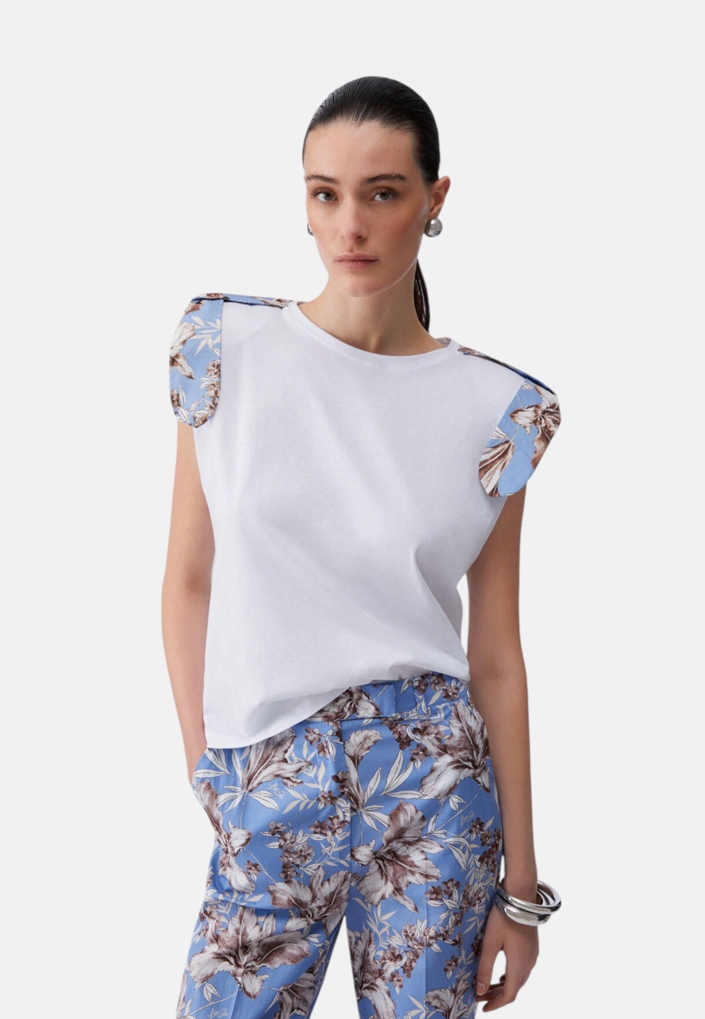 T-Shirt Manica Corta Donna Liu Jo Brown Blue Wave Lily Linea 3.0 WA6201J6308