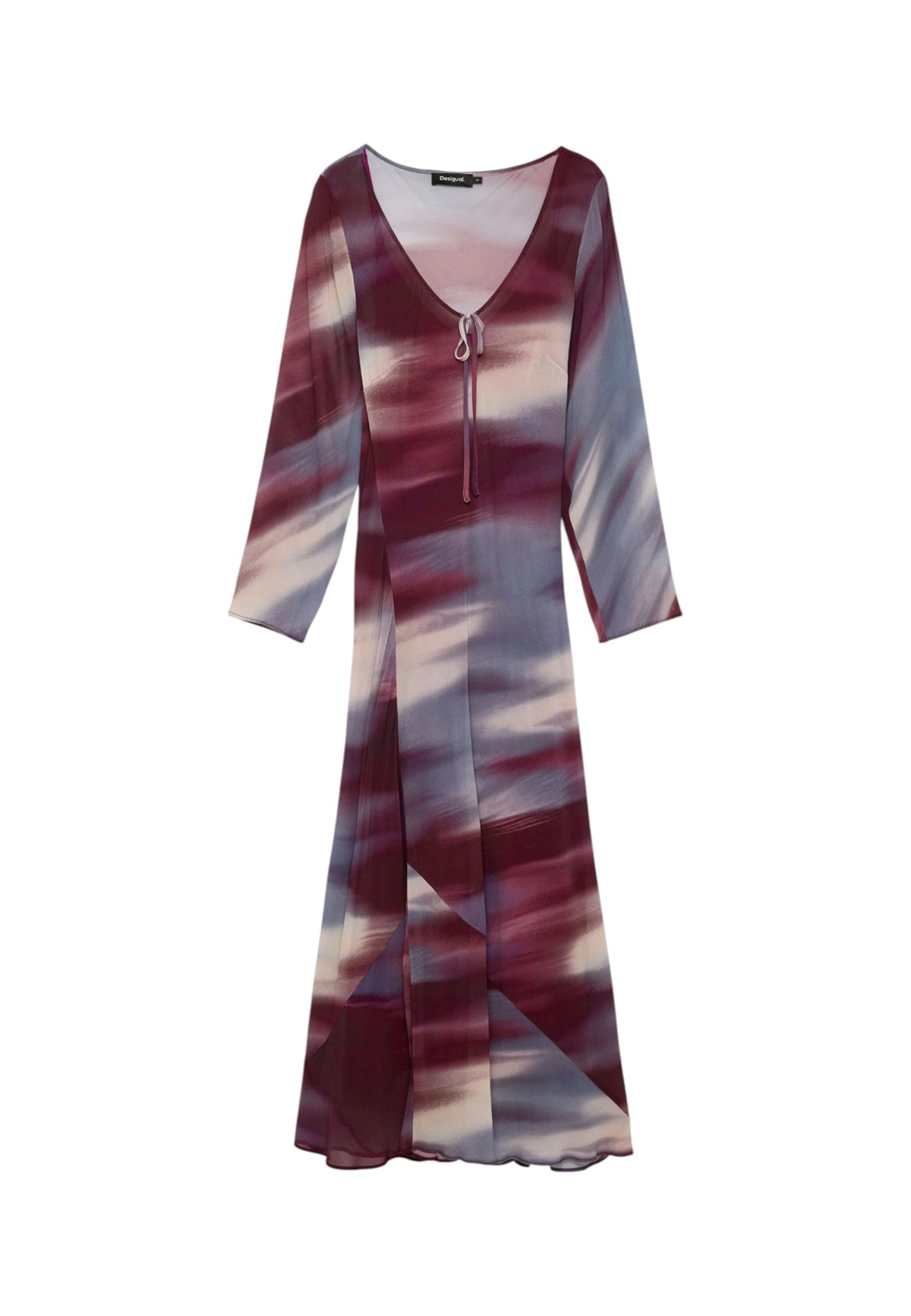 Vestito Midi Donna Desigual Motivo astratto, Fit regular, Manica lunga, Scollo a V Cira 26WWVW38